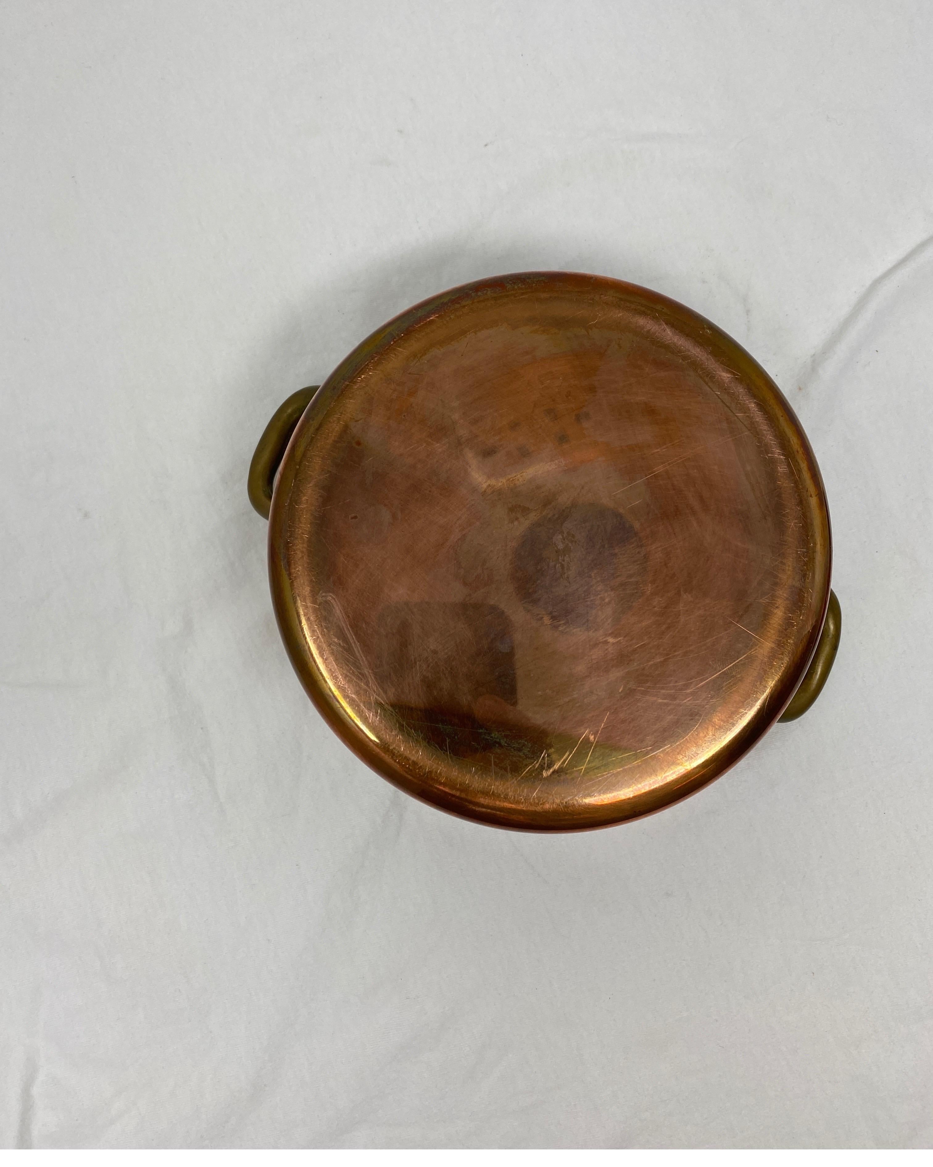 Small Copper Pot with Brass Handles and Lid 2