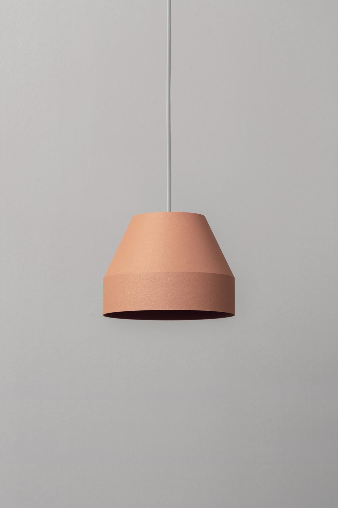 Small Coral Cap Pendant Lamp by +kouple
Dimensions: Ø 16 x H 12 cm. 
Materials: Powder-coated steel.

Available in different color options. The rod length is 200 cm. Please contact us.

All our lamps can be wired according to each country. If sold