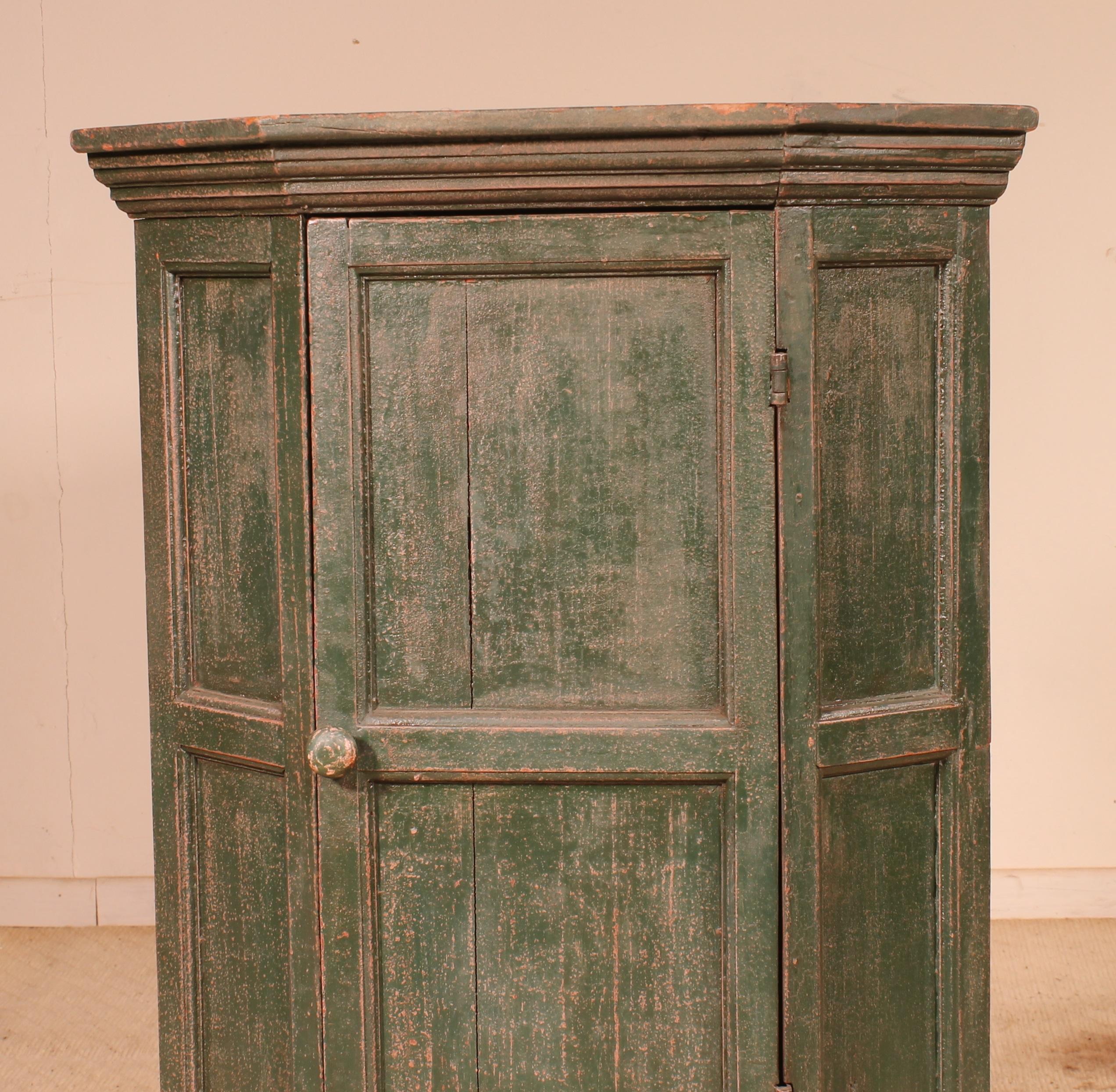 20th Century Small Corner Cupboard Polychrome from Italy