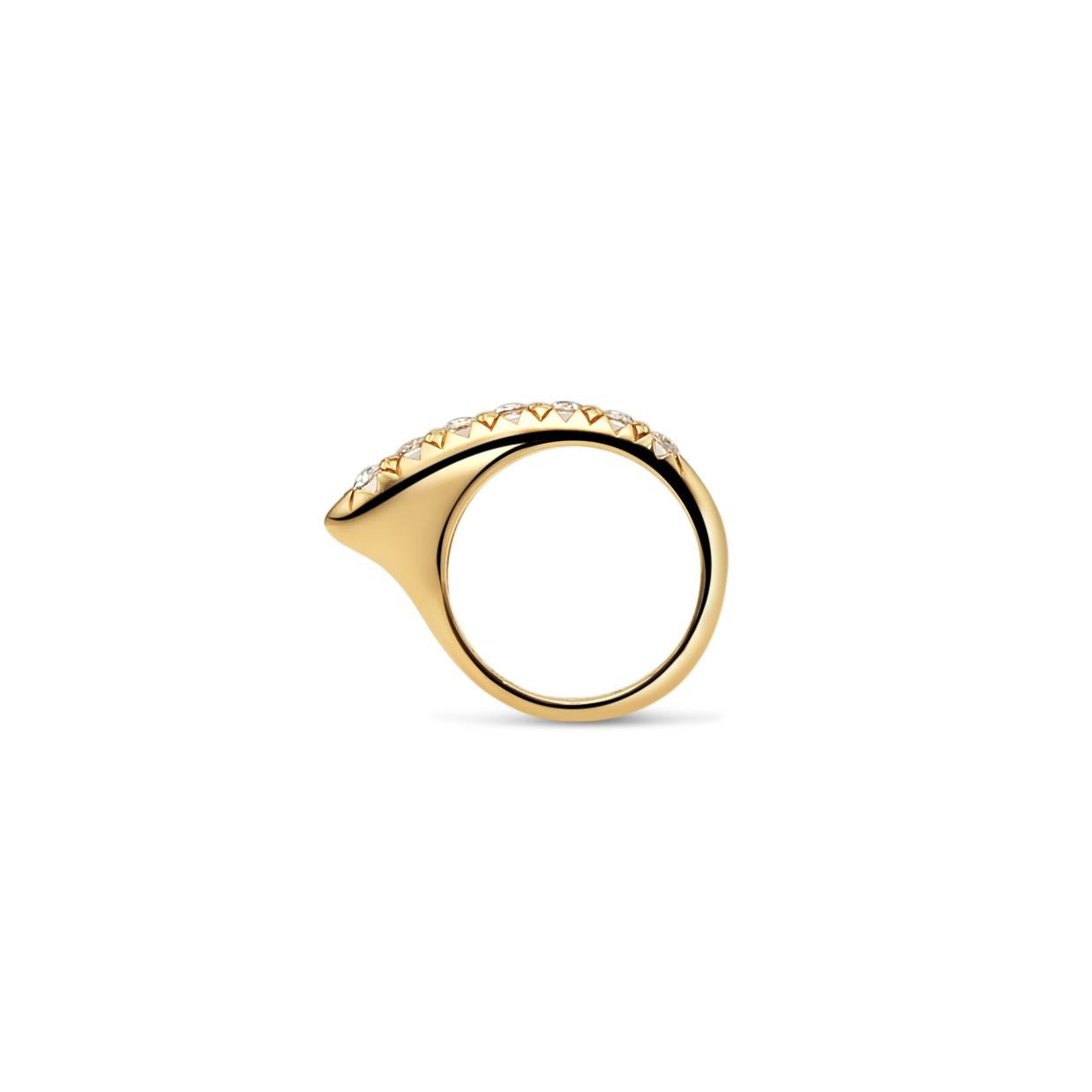For Sale:  Small Crescent Rose Cut Diamond Ridge Gold Ring 3