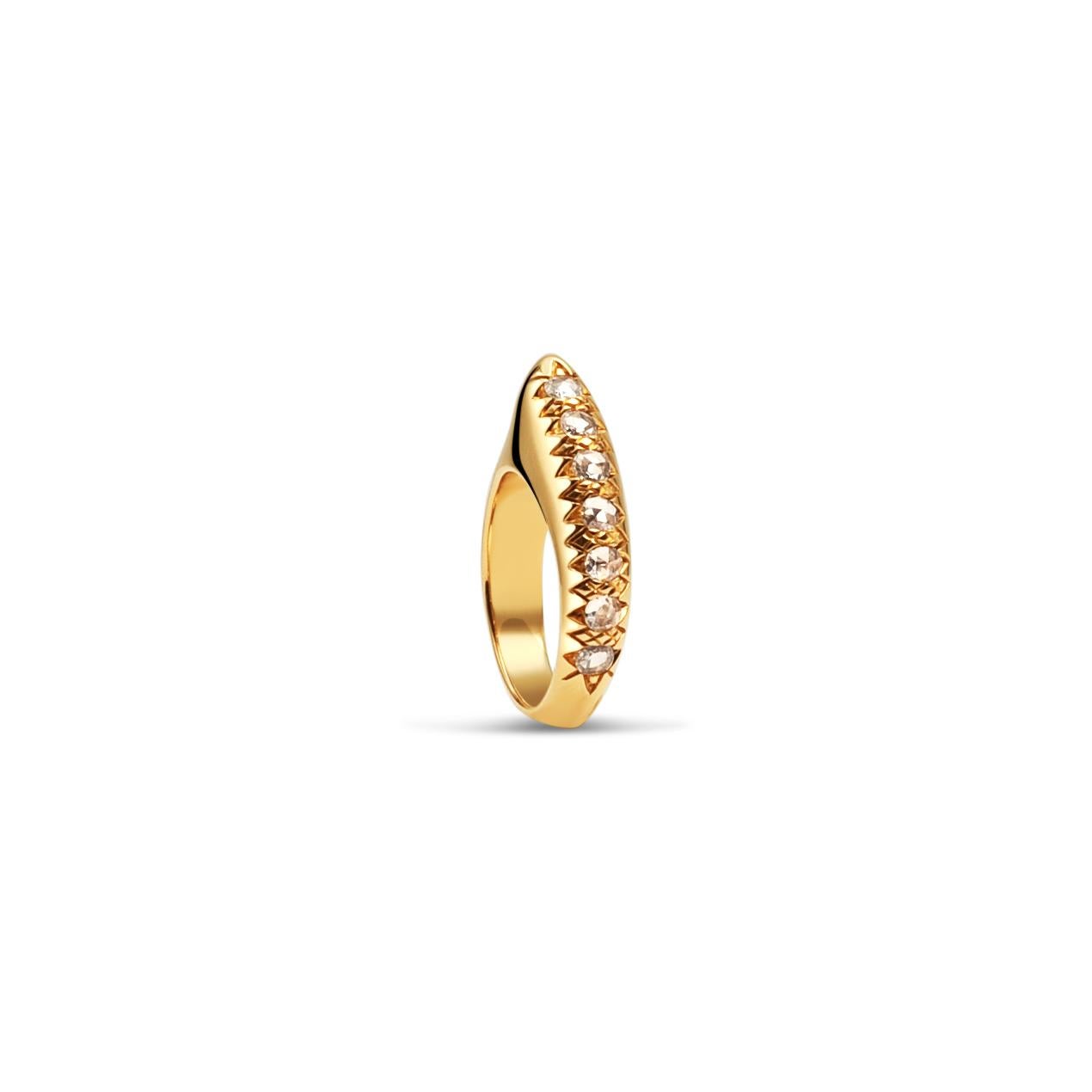 Im Angebot: Crescent Rose Cut Diamant-Ring mit Ridge aus Gold () 7