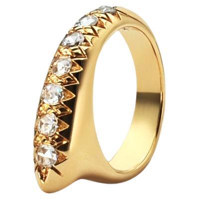 Small Crescent Rose Cut Diamond Ridge Gold Ring