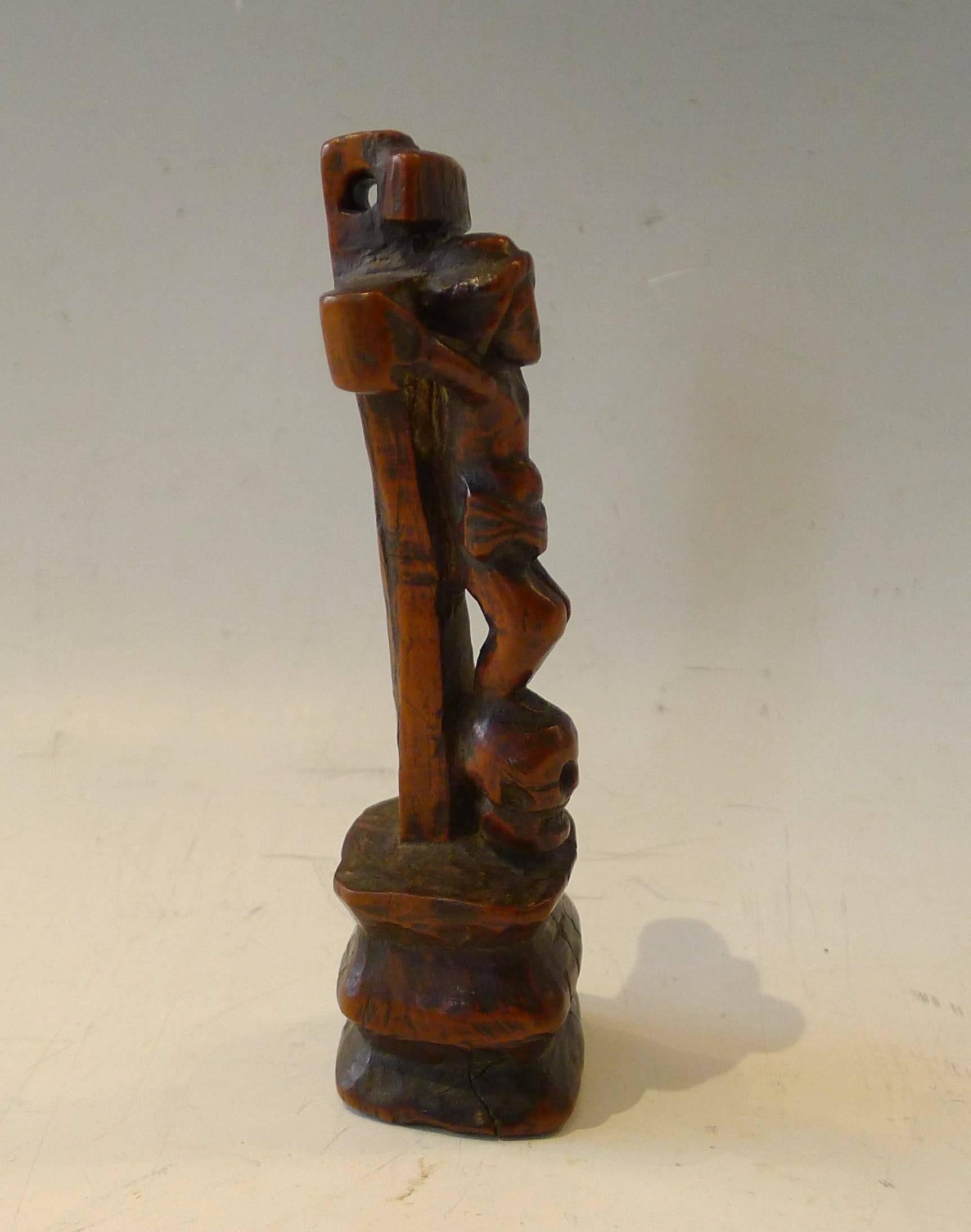 Carved Small Cross of the Crucifixion, End of 18th Century For Sale
