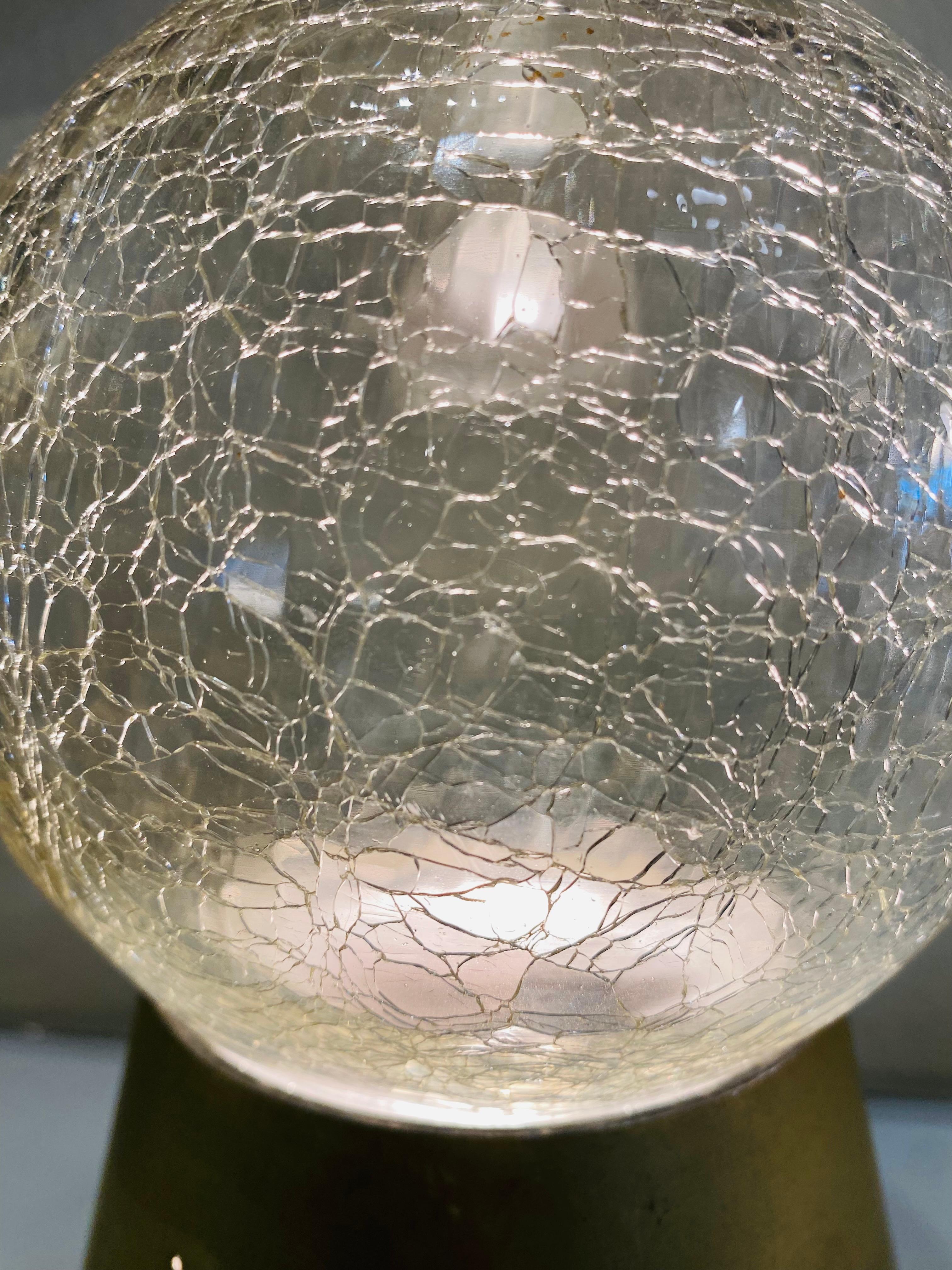 Mid-Century Modern Small Crystal Ball Round Table Lamp For Sale