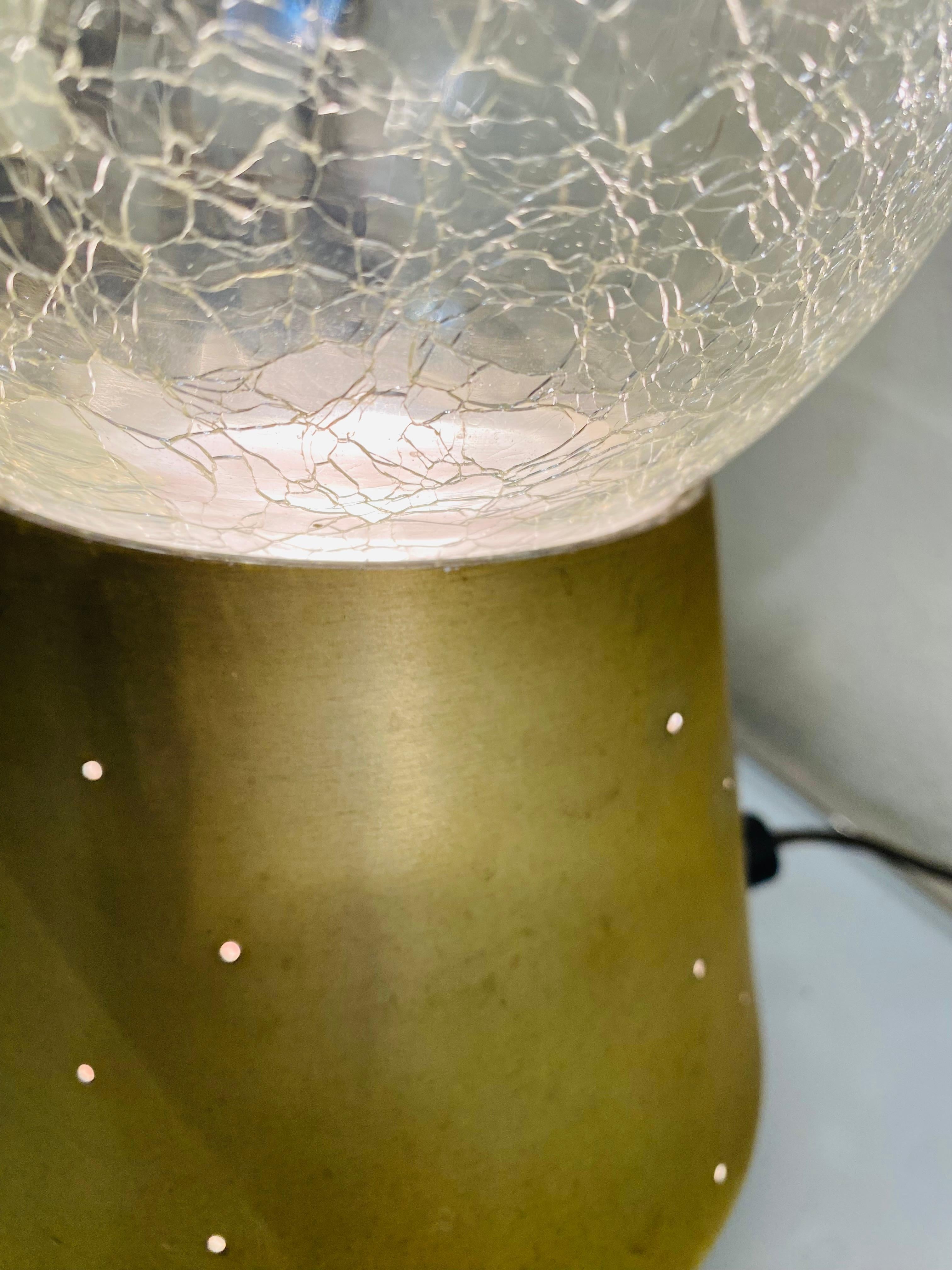 American Small Crystal Ball Round Table Lamp For Sale
