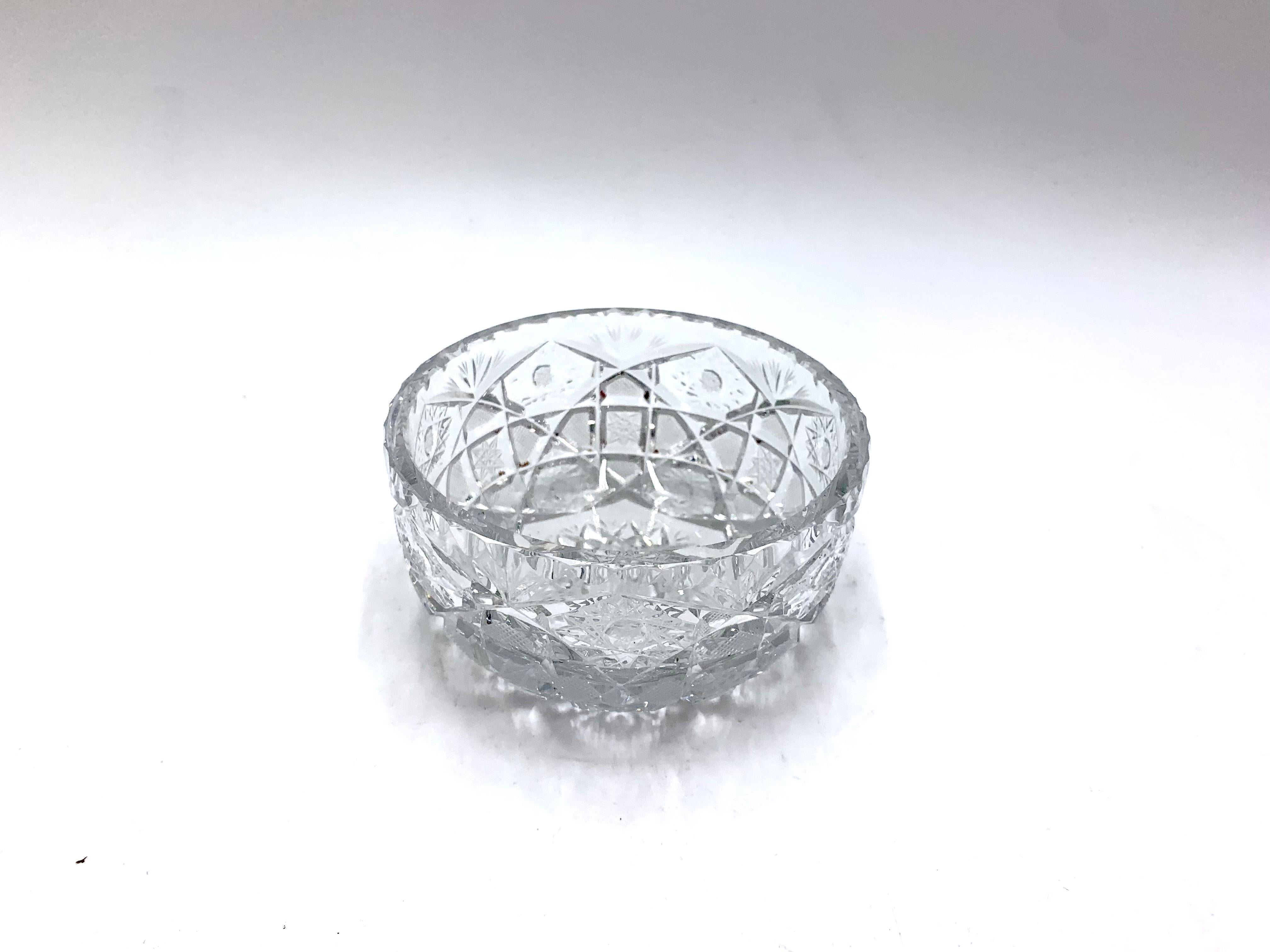 Mid-Century Modern Small Crystal Bowl, Platter, Poland, 1960s For Sale