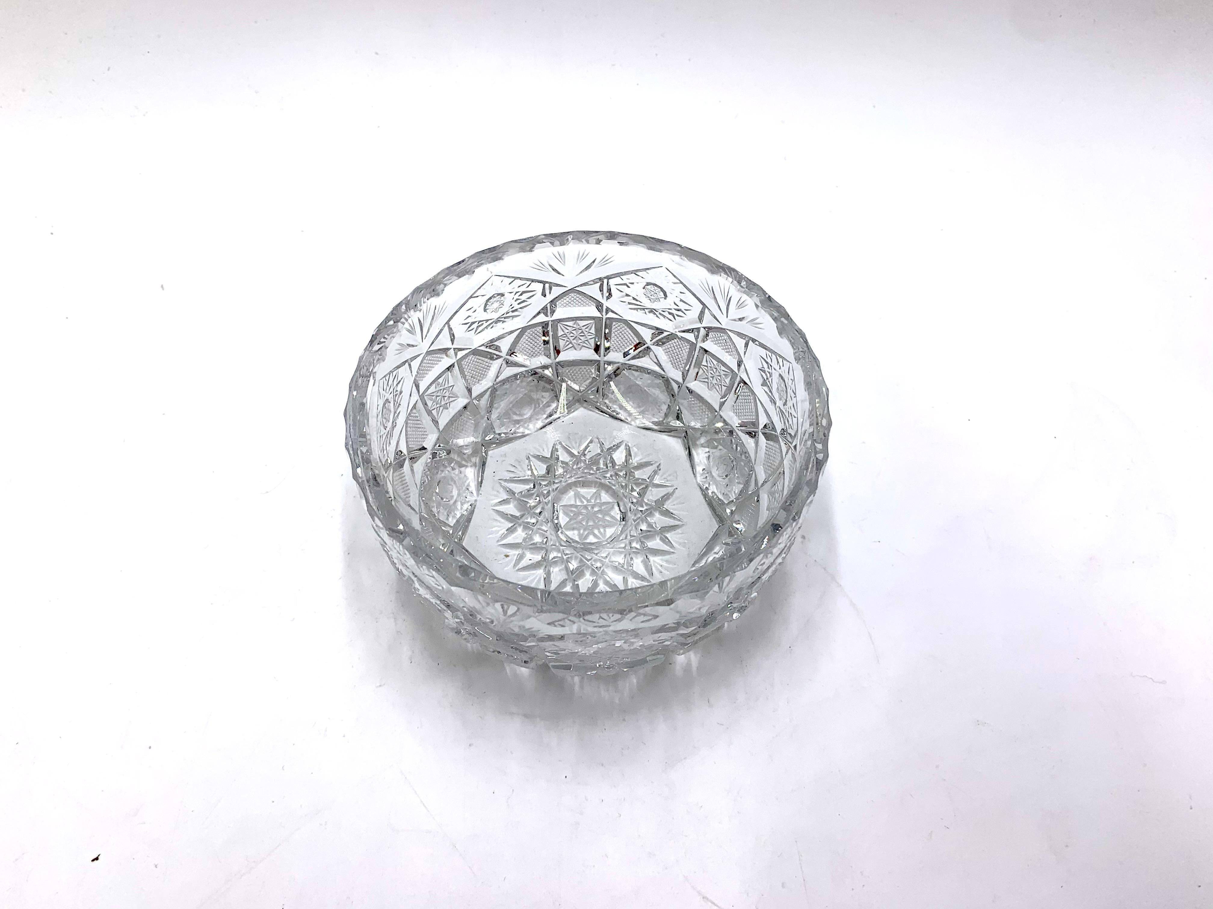 Small Crystal Bowl, Platter, Poland, 1960s In Good Condition For Sale In Chorzów, PL