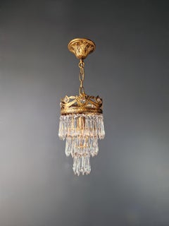 Small Crystal Chandelier Ceiling Light Look Antique Hallway