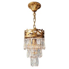 Small Crystal Chandelier Ceiling Light Look Antique Hallway