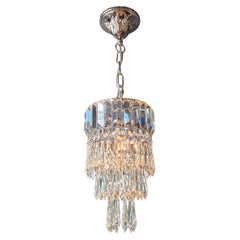 Small Crystal Chandelier Ceiling Light Silver Chrome Hallway