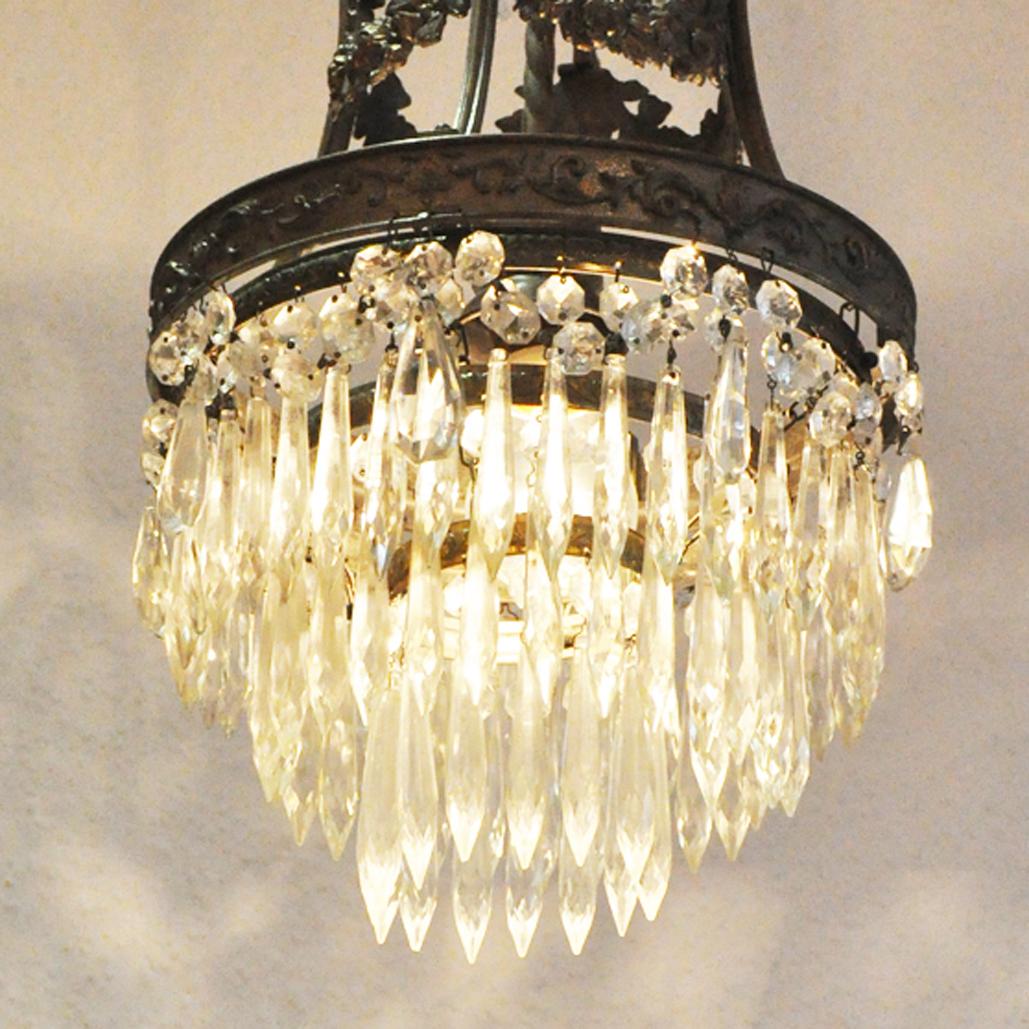 Baroque Revival Small Crystal Chandelier with Cast Body