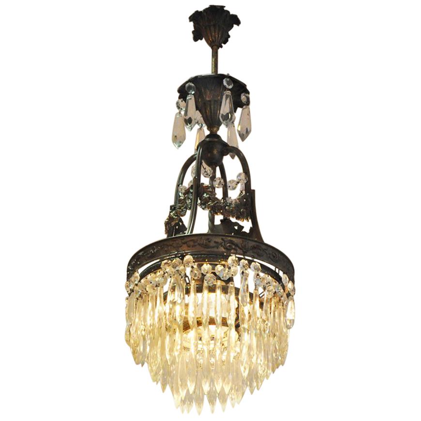 Small Crystal Chandelier with Cast Body