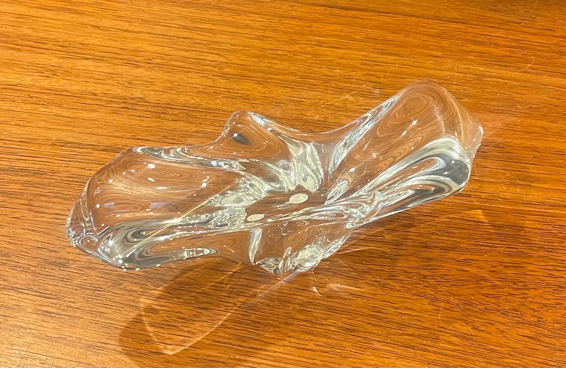 French Small Crystal Free Form Sculptural Bowl / Candy Dish by Baccarat For Sale