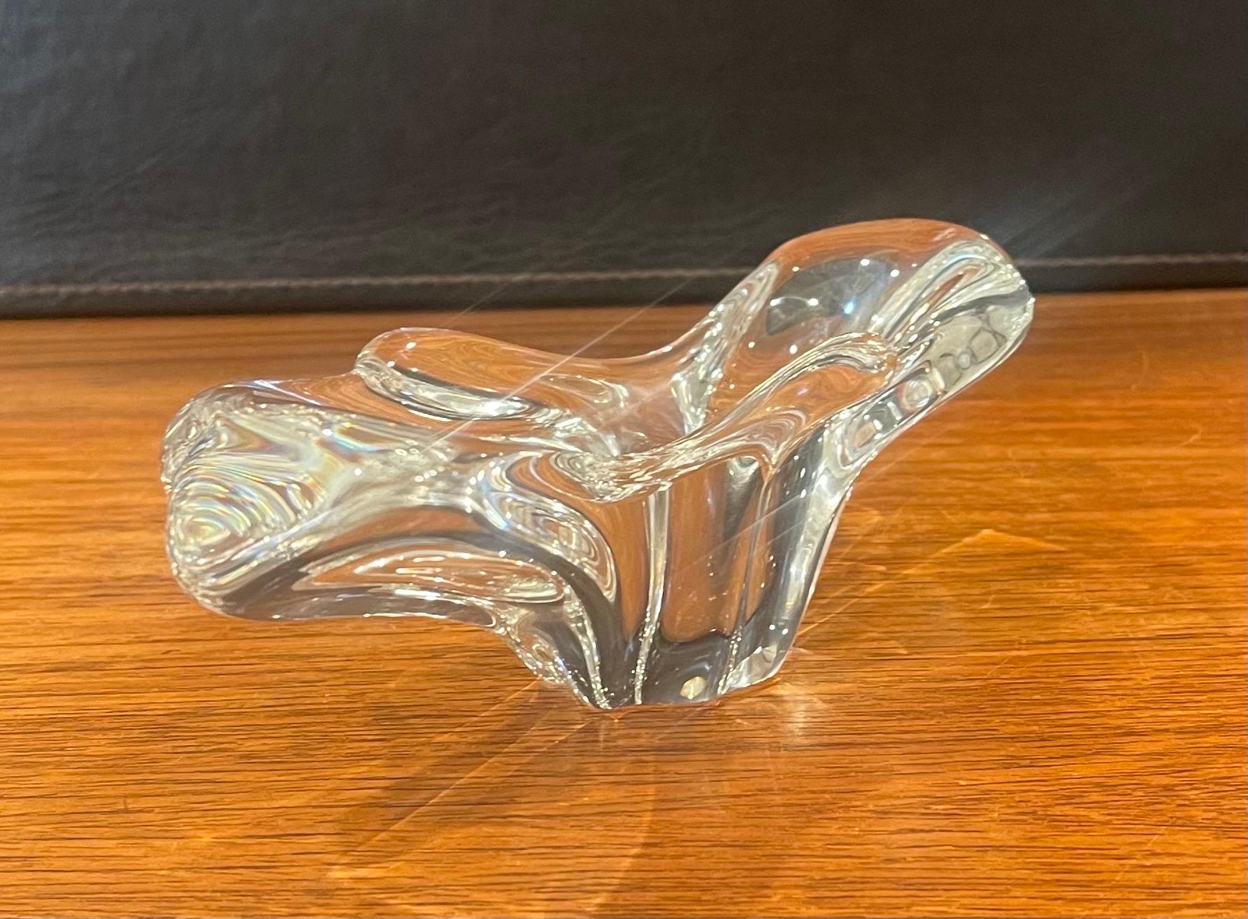 20th Century Small Crystal Free Form Sculptural Bowl / Candy Dish by Baccarat For Sale