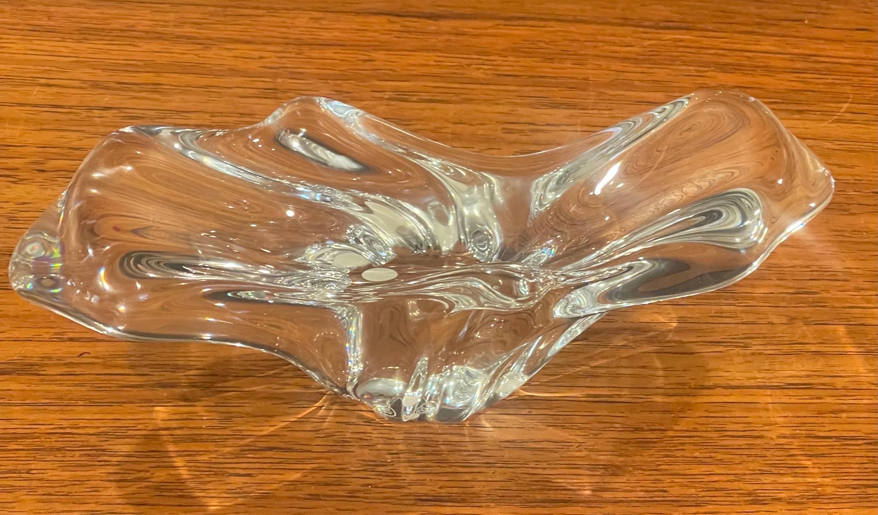 Small Crystal Free Form Sculptural Bowl / Candy Dish by Baccarat For Sale 3