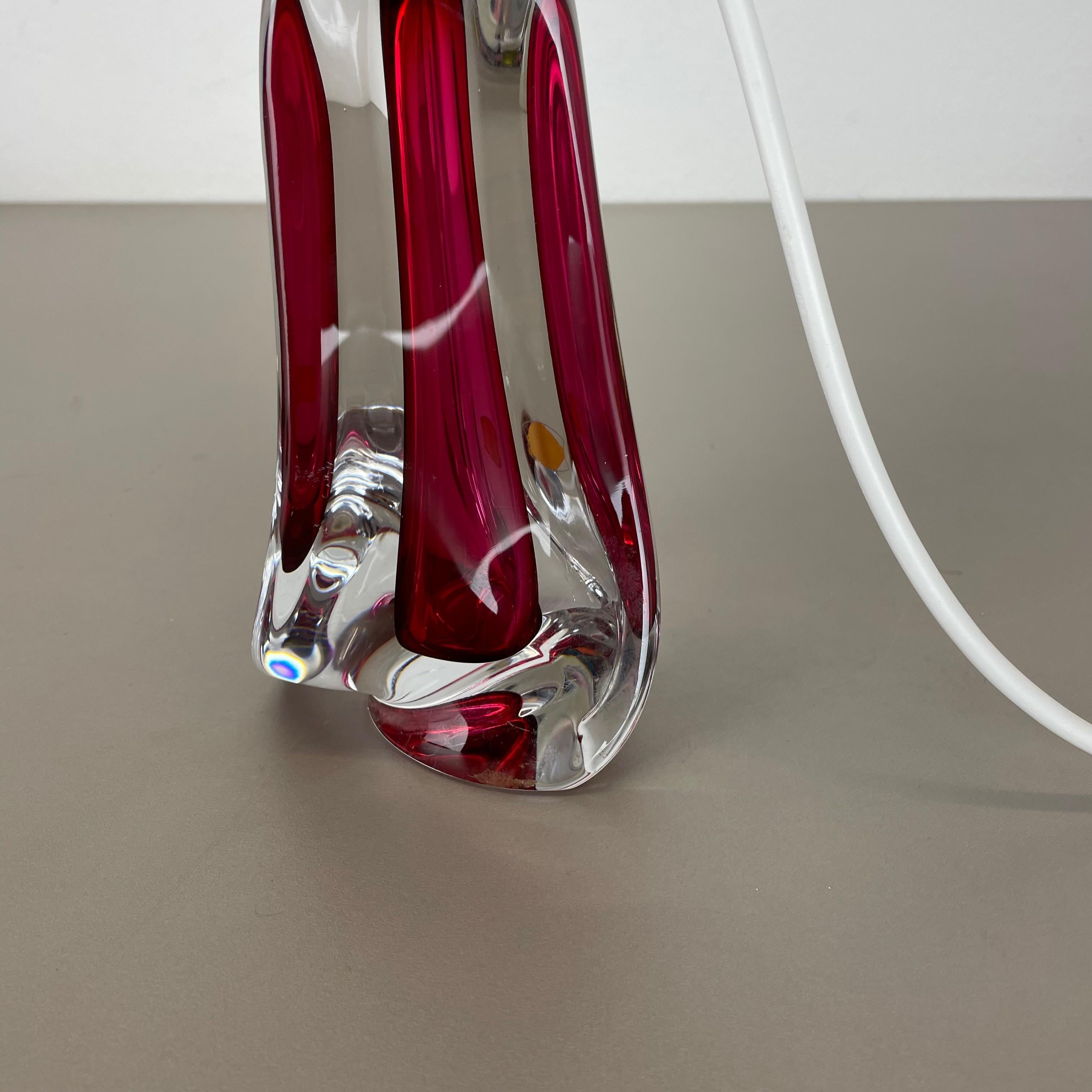 Petite lampe de bureau rose en cristal de Murano, Val Saint Lambert, Belgique, années 1960 en vente 4