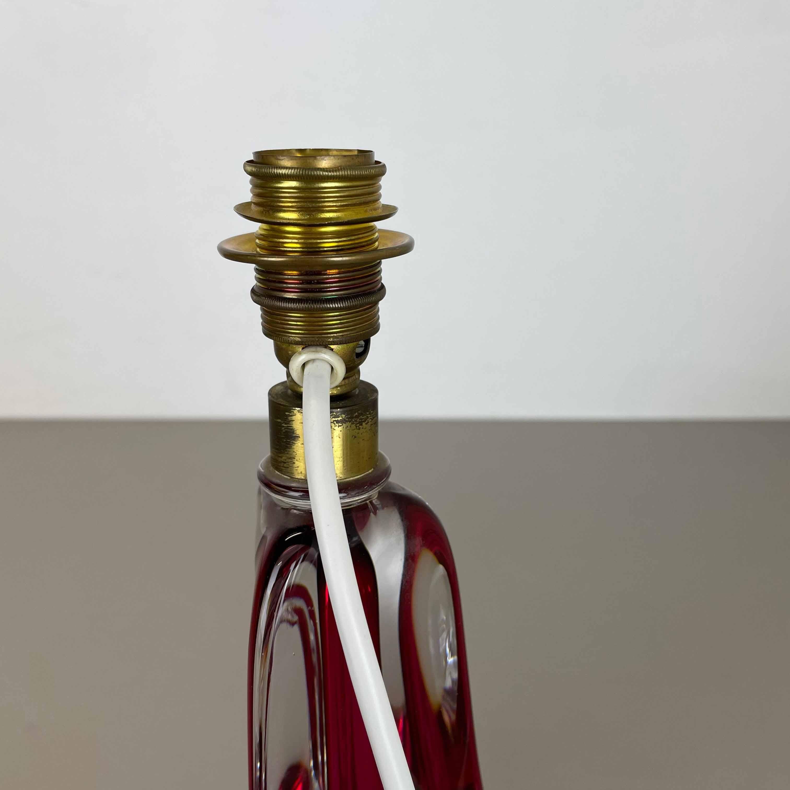 Petite lampe de bureau rose en cristal de Murano, Val Saint Lambert, Belgique, années 1960 en vente 7