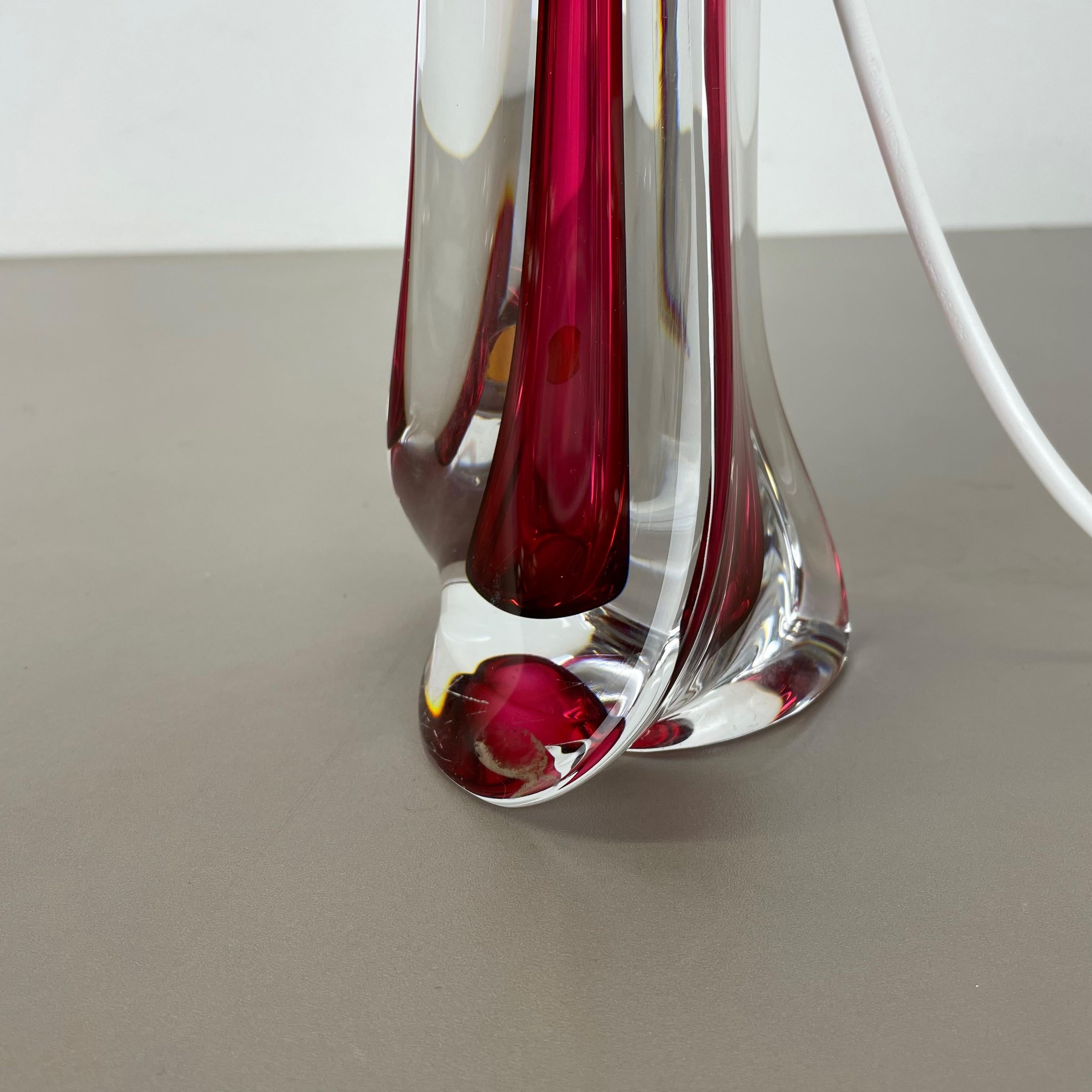 Petite lampe de bureau rose en cristal de Murano, Val Saint Lambert, Belgique, années 1960 en vente 8
