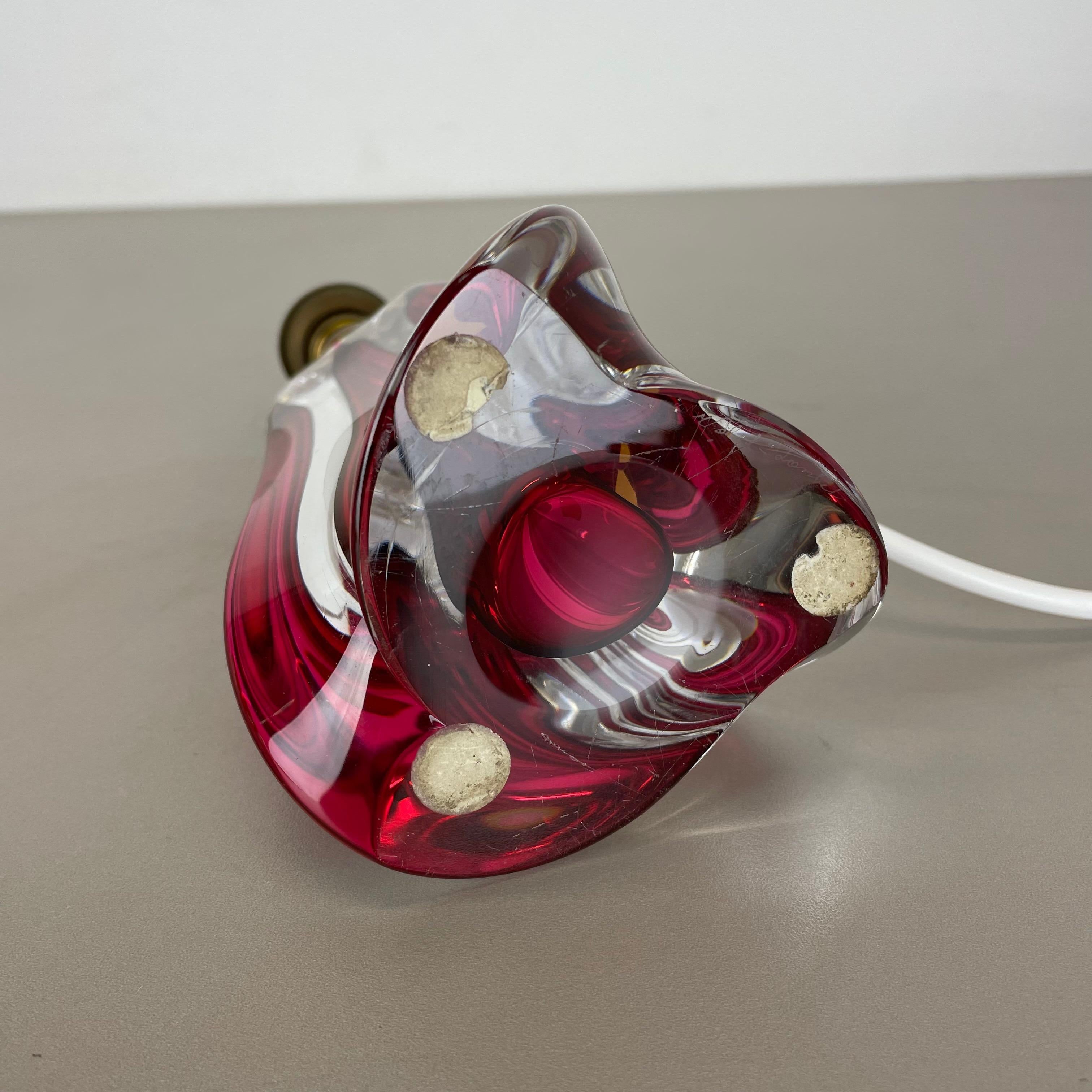 Petite lampe de bureau rose en cristal de Murano, Val Saint Lambert, Belgique, années 1960 en vente 9