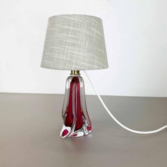 Petite lampe de bureau rose en cristal de Murano, Val Saint Lambert, Belgique, années 1960