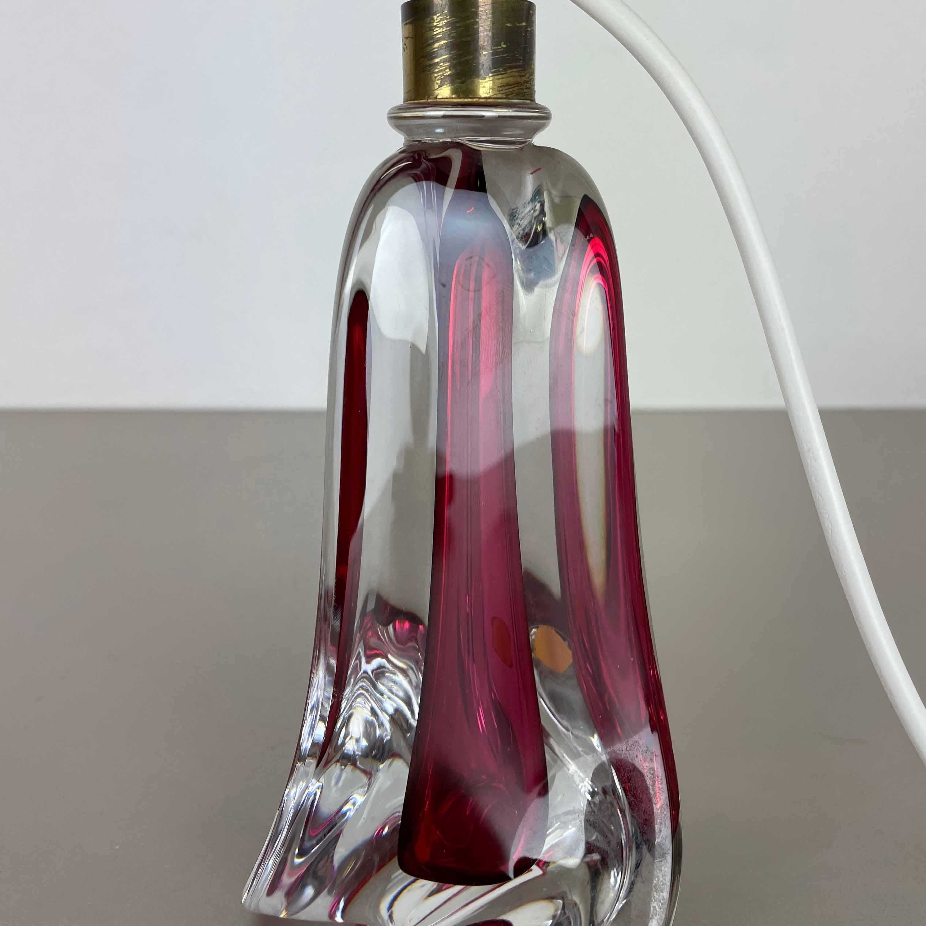 Petite lampe de bureau rose en cristal de Murano, Val Saint Lambert, Belgique, années 1960 en vente 2