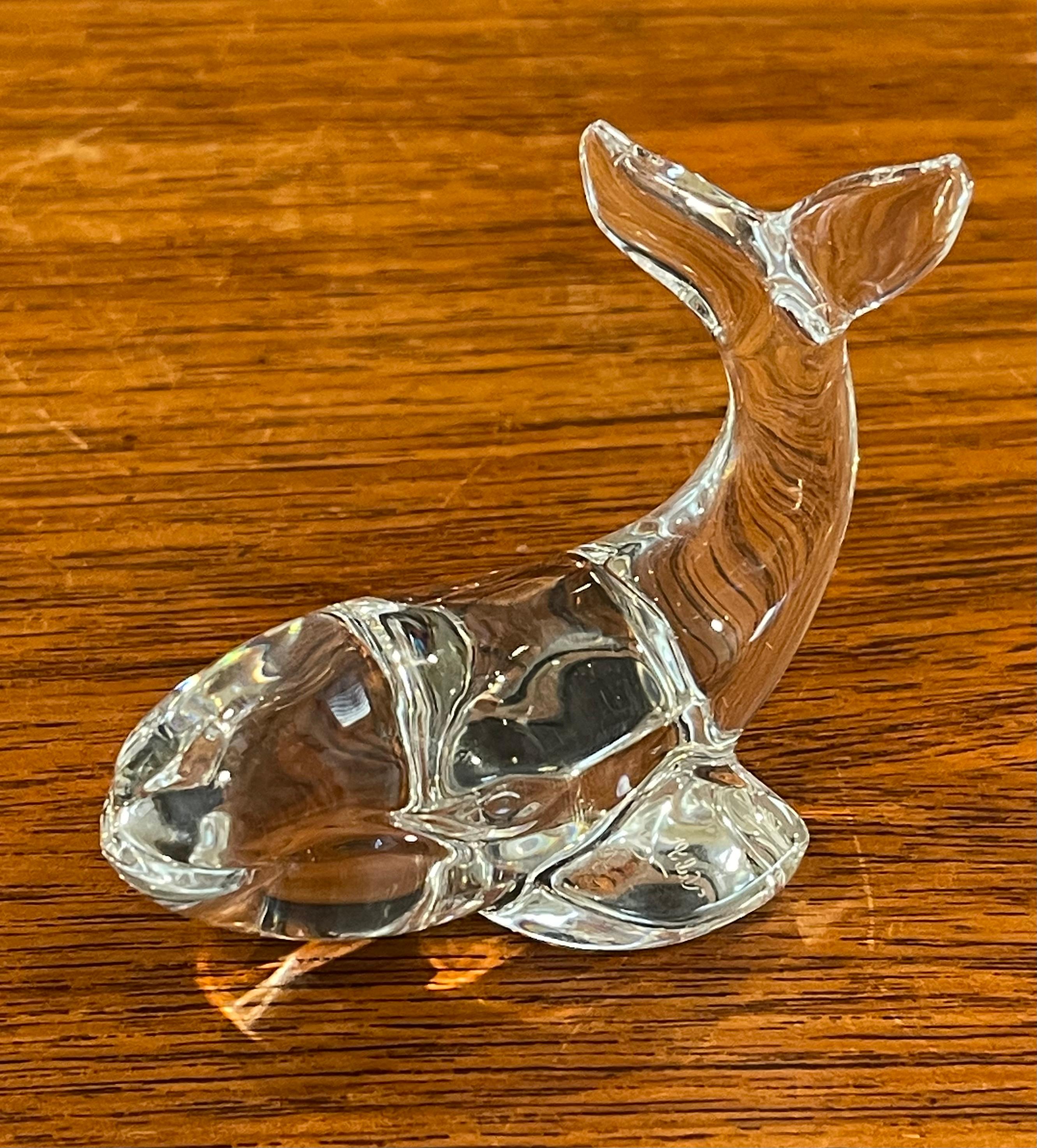 Small Crystal Whale Sculpture / Paperweight by Val St. Lambert for Danbury Mint For Sale 5