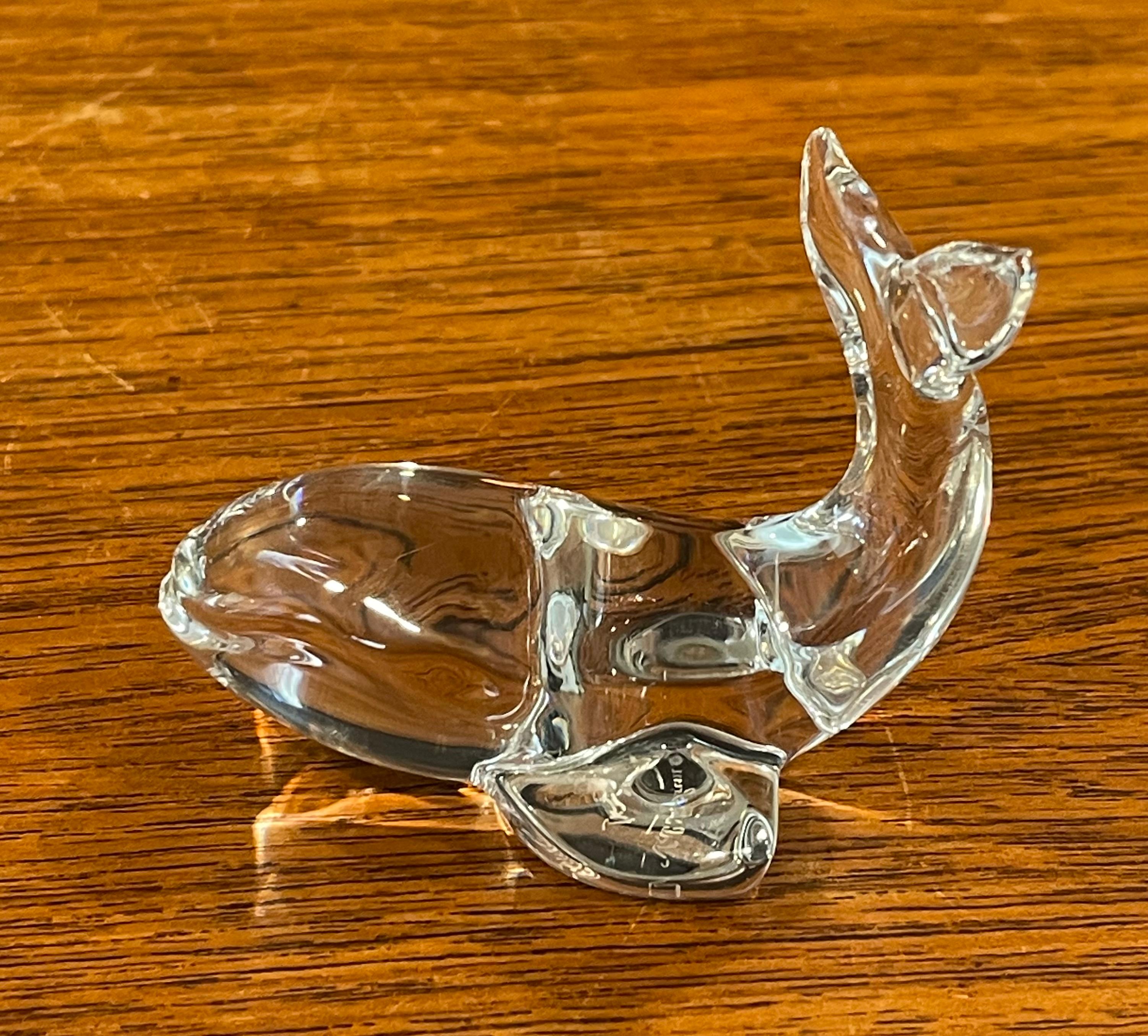 Belgian Small Crystal Whale Sculpture / Paperweight by Val St. Lambert for Danbury Mint For Sale