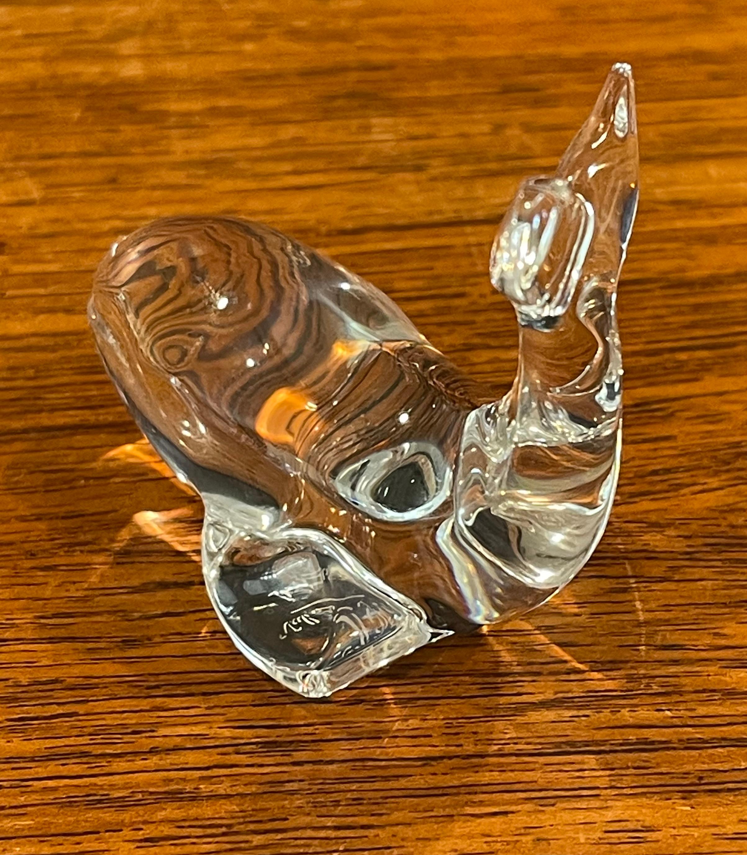 20th Century Small Crystal Whale Sculpture / Paperweight by Val St. Lambert for Danbury Mint For Sale