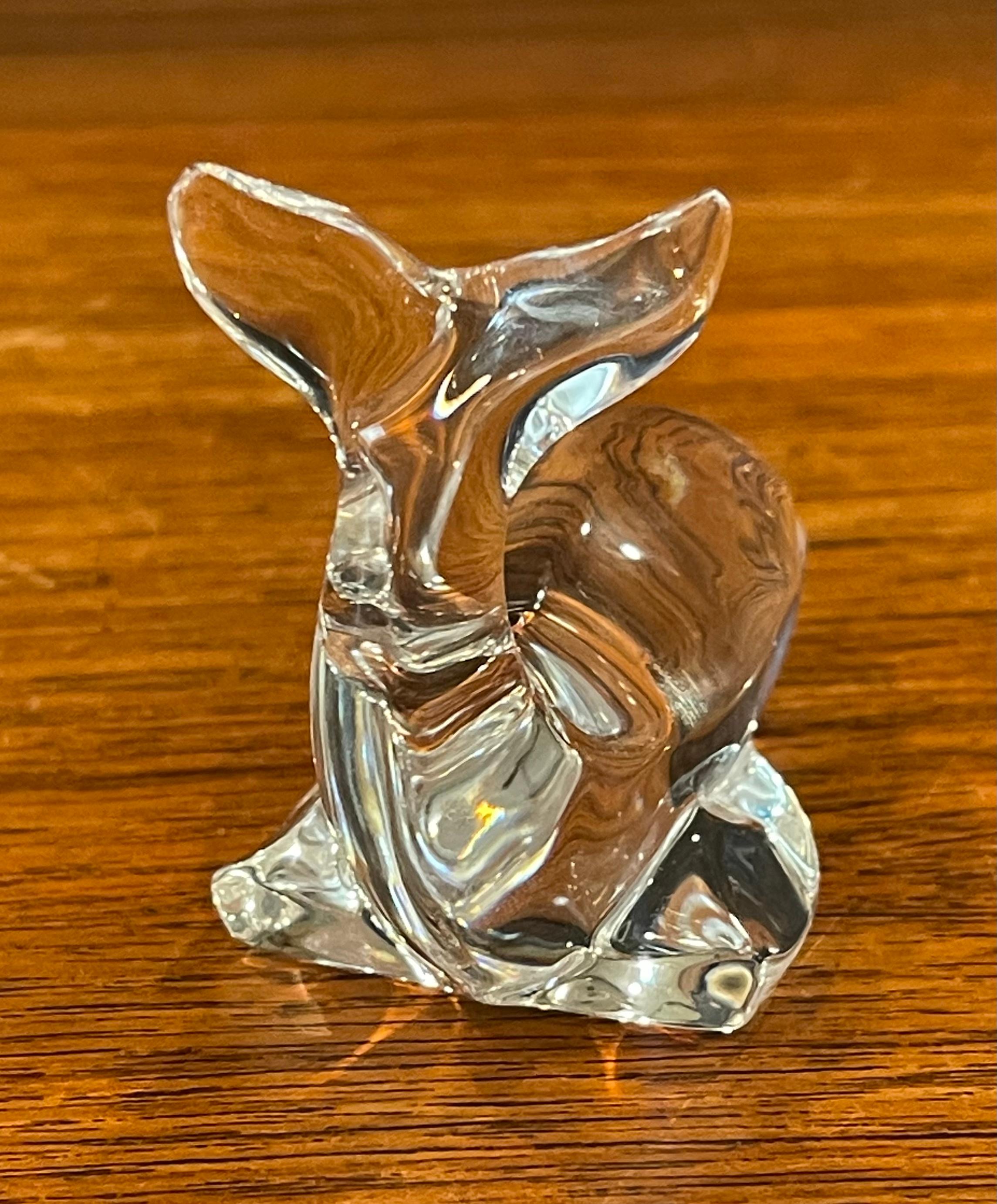 Small Crystal Whale Sculpture / Paperweight by Val St. Lambert for Danbury Mint For Sale 1