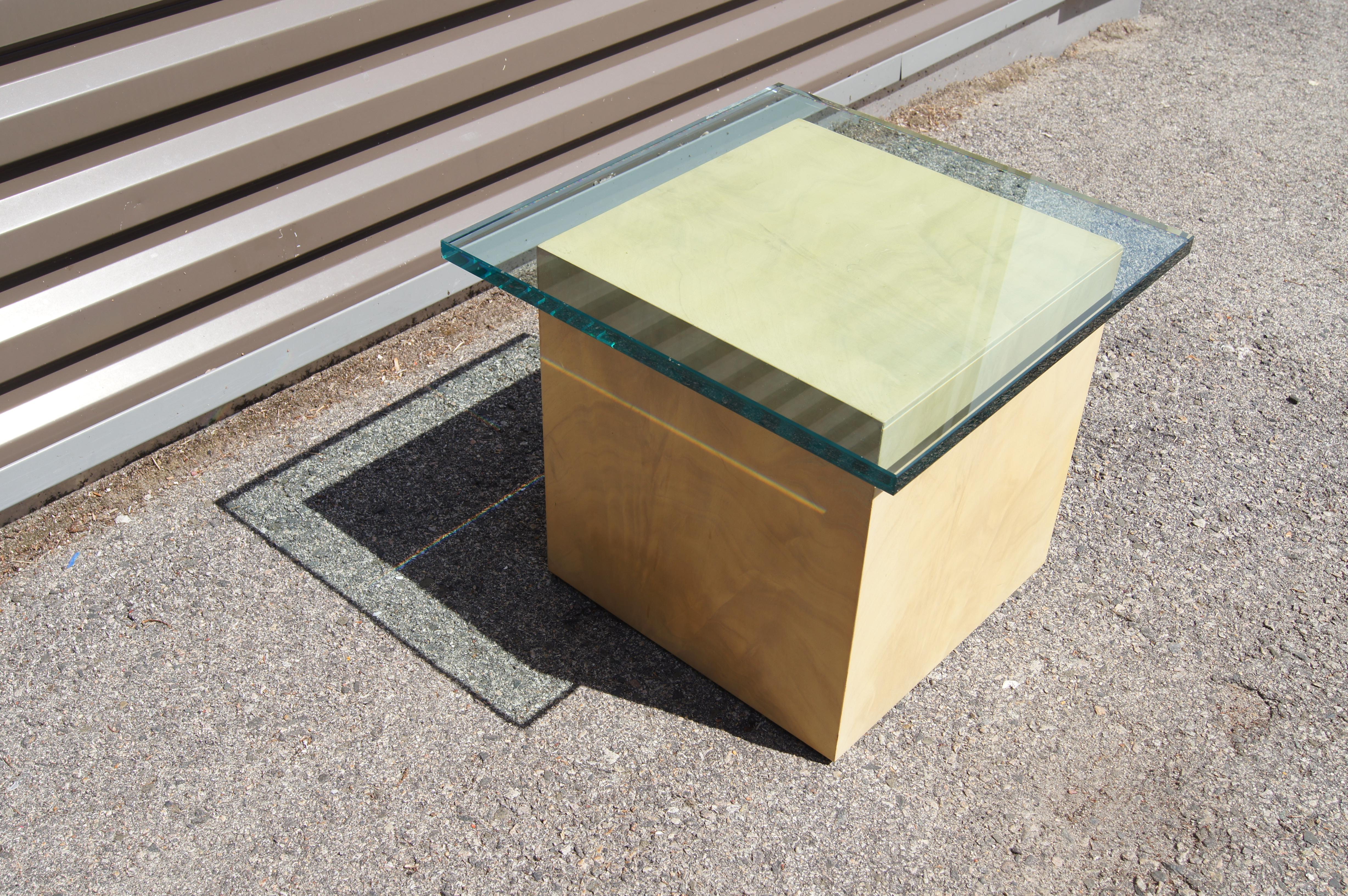 Glass Small Cube Side Table by Edward Wormley for Dunbar For Sale