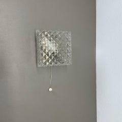 small cubic textured Glass Wall Light in style of Orrefors, Germany, 1970s
