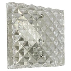 small cubic textured Glass Wall Light in style of Orrefors, Germany, 1970s