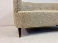 Small Curved 1940s Danish Two-Seat Sofa in Neutral Lelièvre Fabric