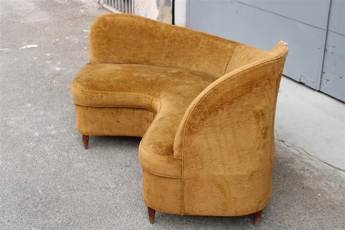 Small Curved Boomerang Sofa Cesare Lacca 1950s Italian Design 6