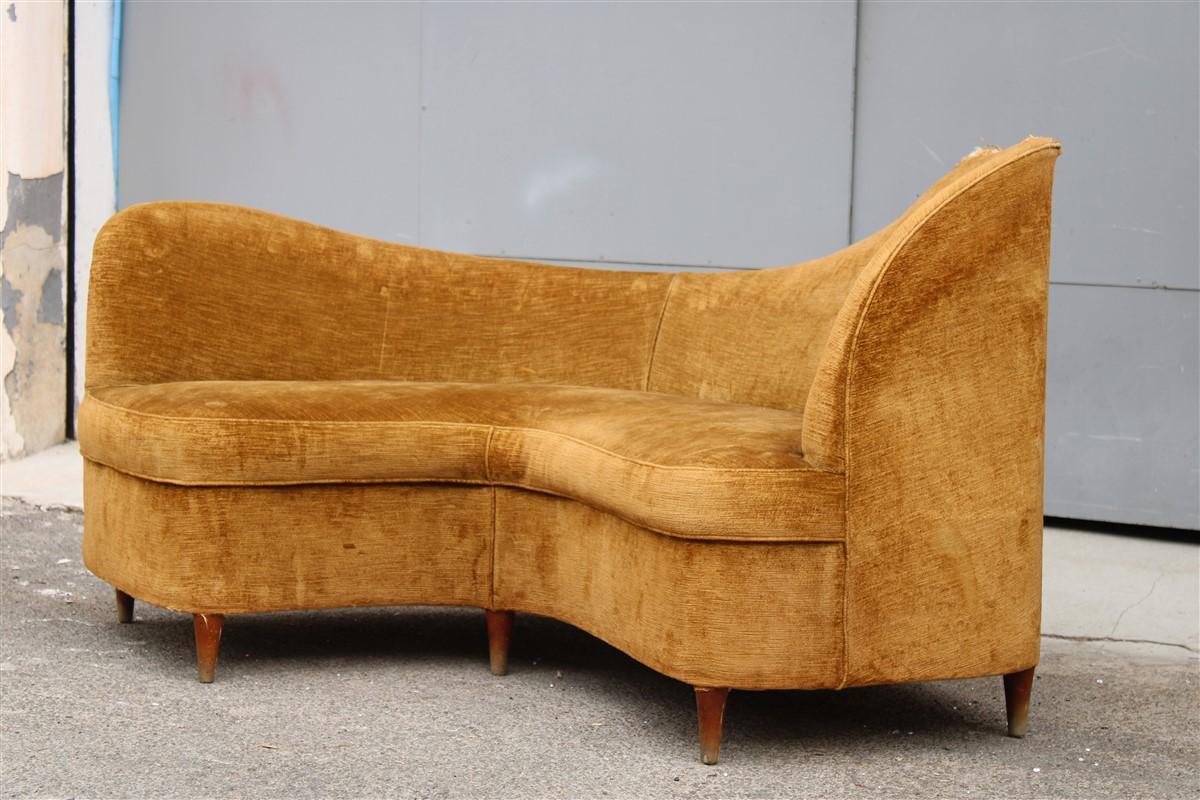 Small Curved Boomerang Sofa Cesare Lacca 1950s Italian Design 7