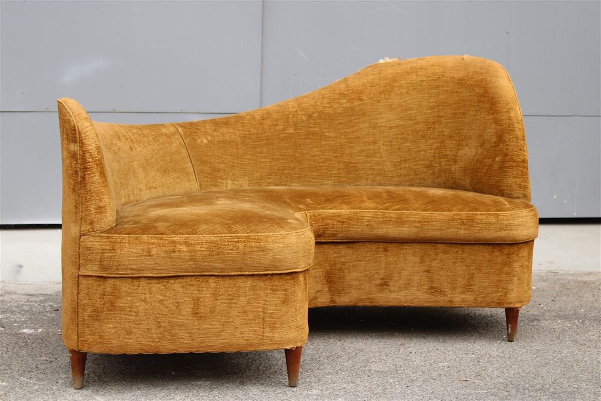 Small Curved Boomerang Sofa Cesare Lacca 1950s Italian Design 8