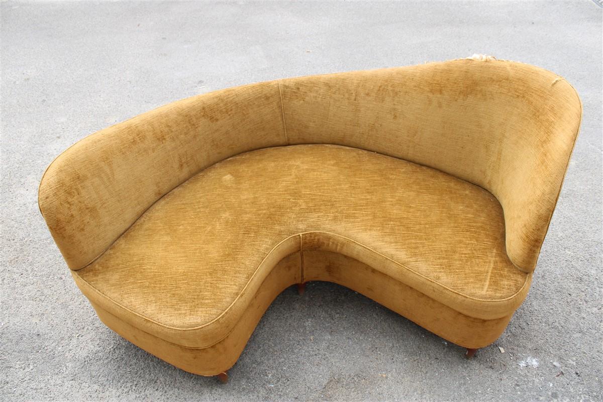 Small Curved Boomerang Sofa Cesare Lacca 1950s Italian Design 9