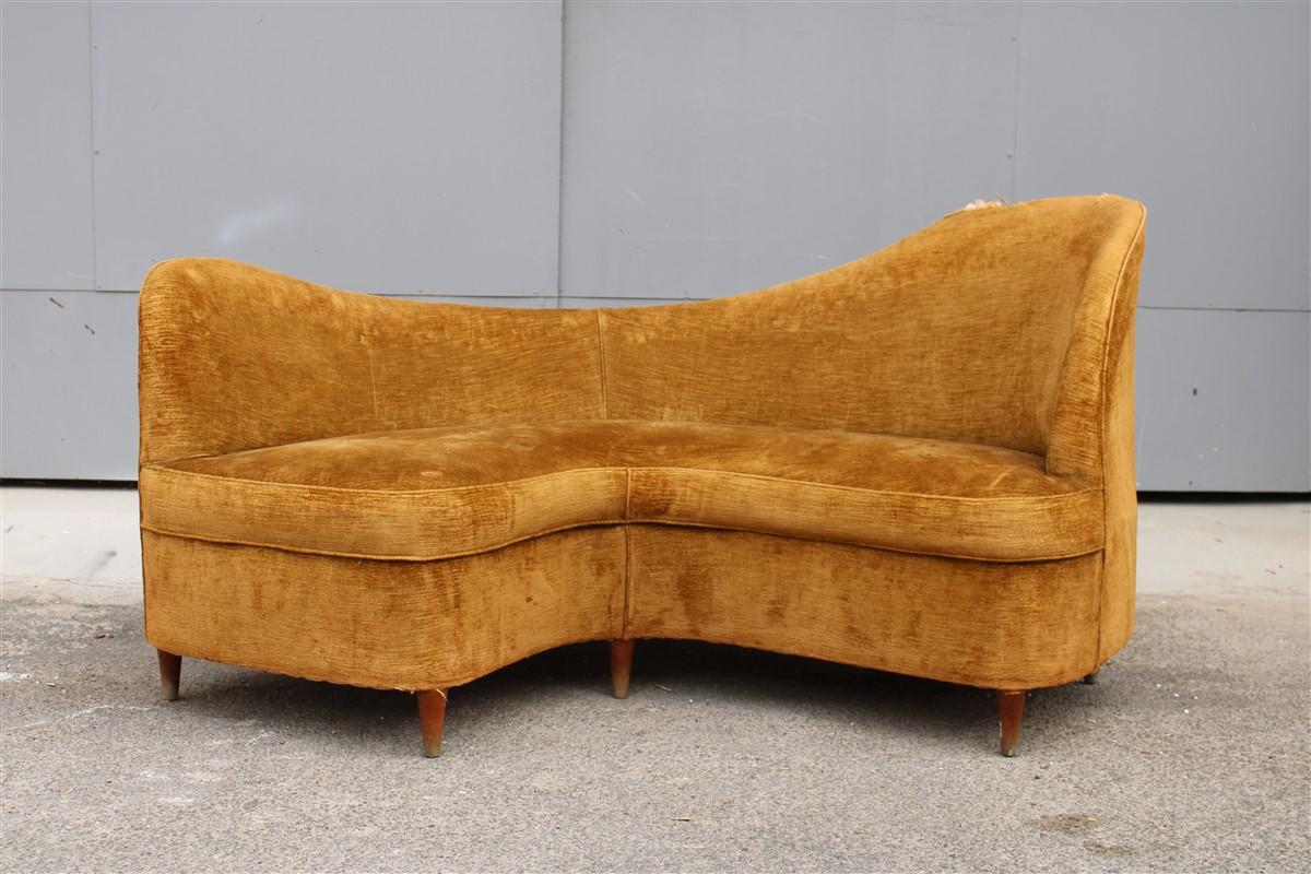 Mid-Century Modern Small Curved Boomerang Sofa Cesare Lacca 1950s Italian Design