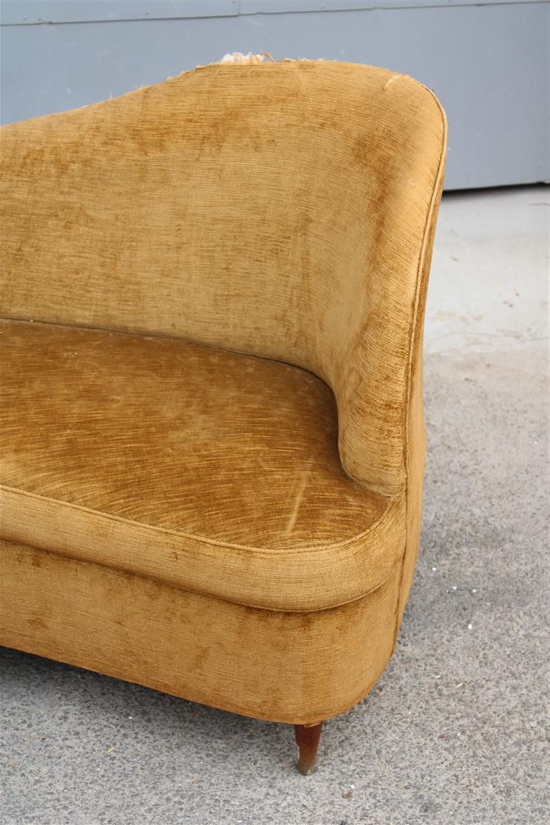Mid-20th Century Small Curved Boomerang Sofa Cesare Lacca 1950s Italian Design