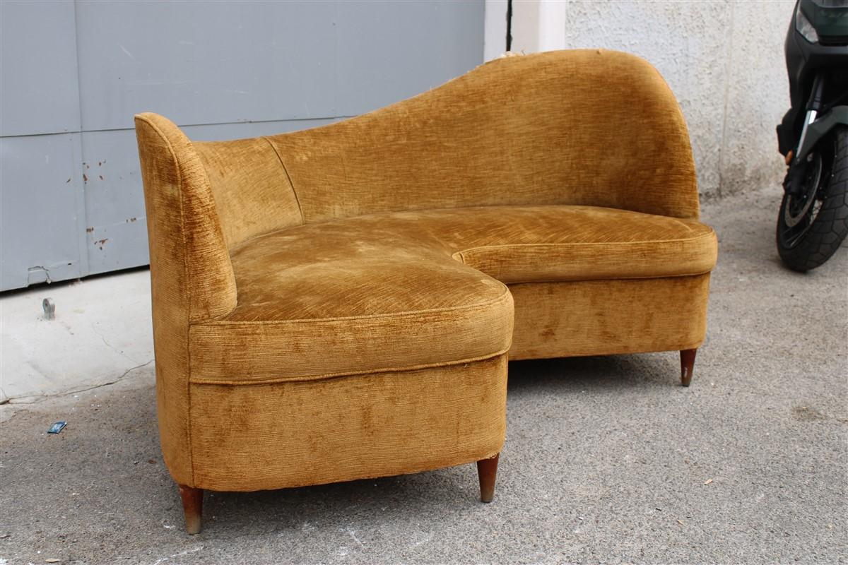 Small Curved Boomerang Sofa Cesare Lacca 1950s Italian Design 2
