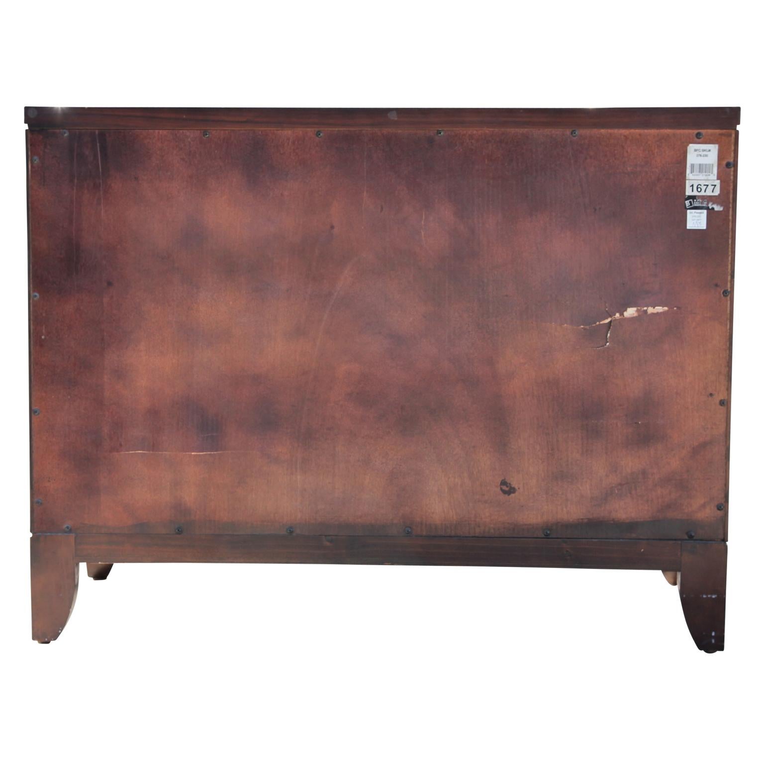 20th Century Small Curved Modern Rosewood Three-Drawer Chest Bronze Color Starburst Hardware