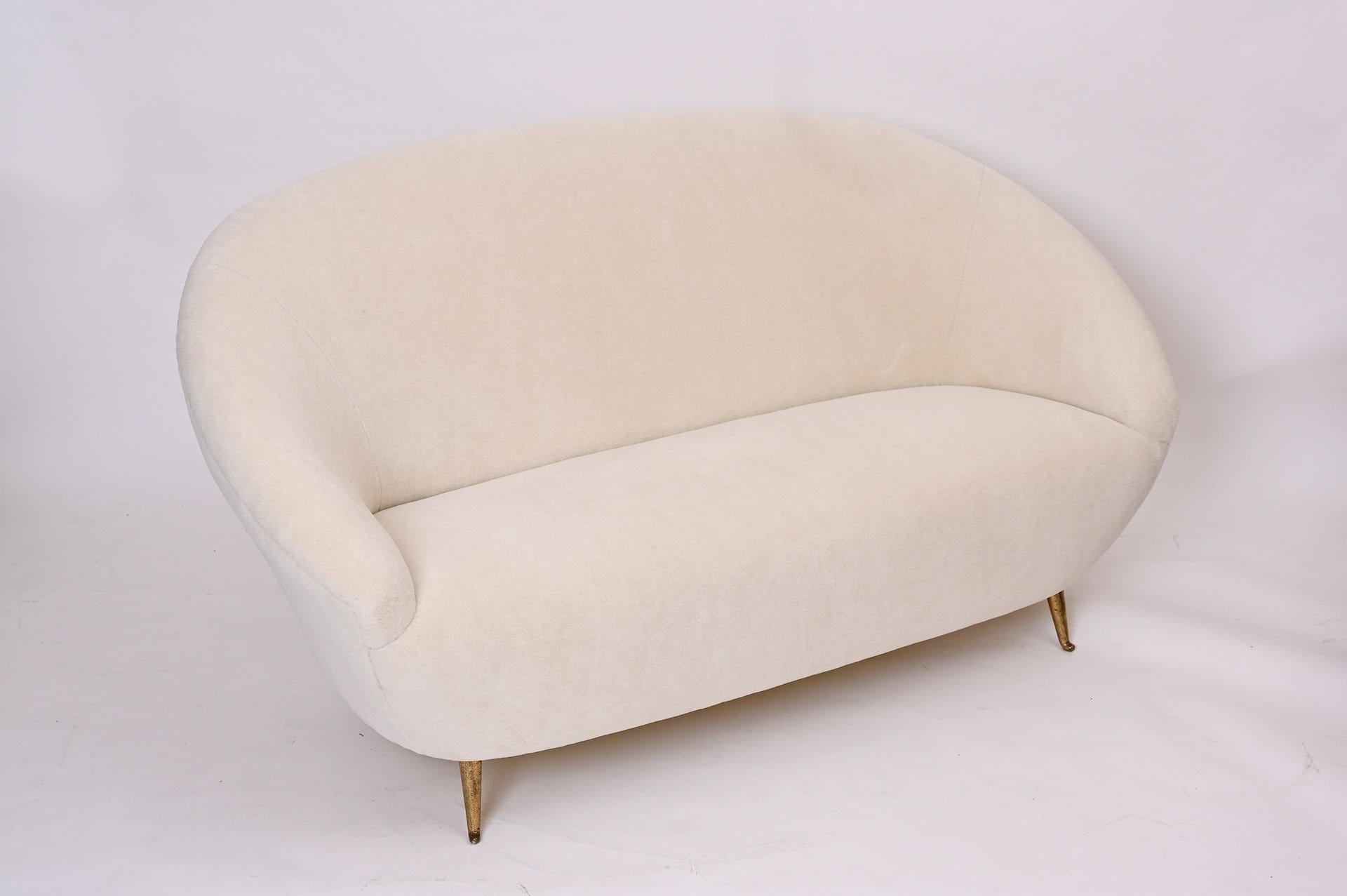 Mid-20th Century Small Curved Sofa in Style of Ico Parisi, Italy, circa 1950
