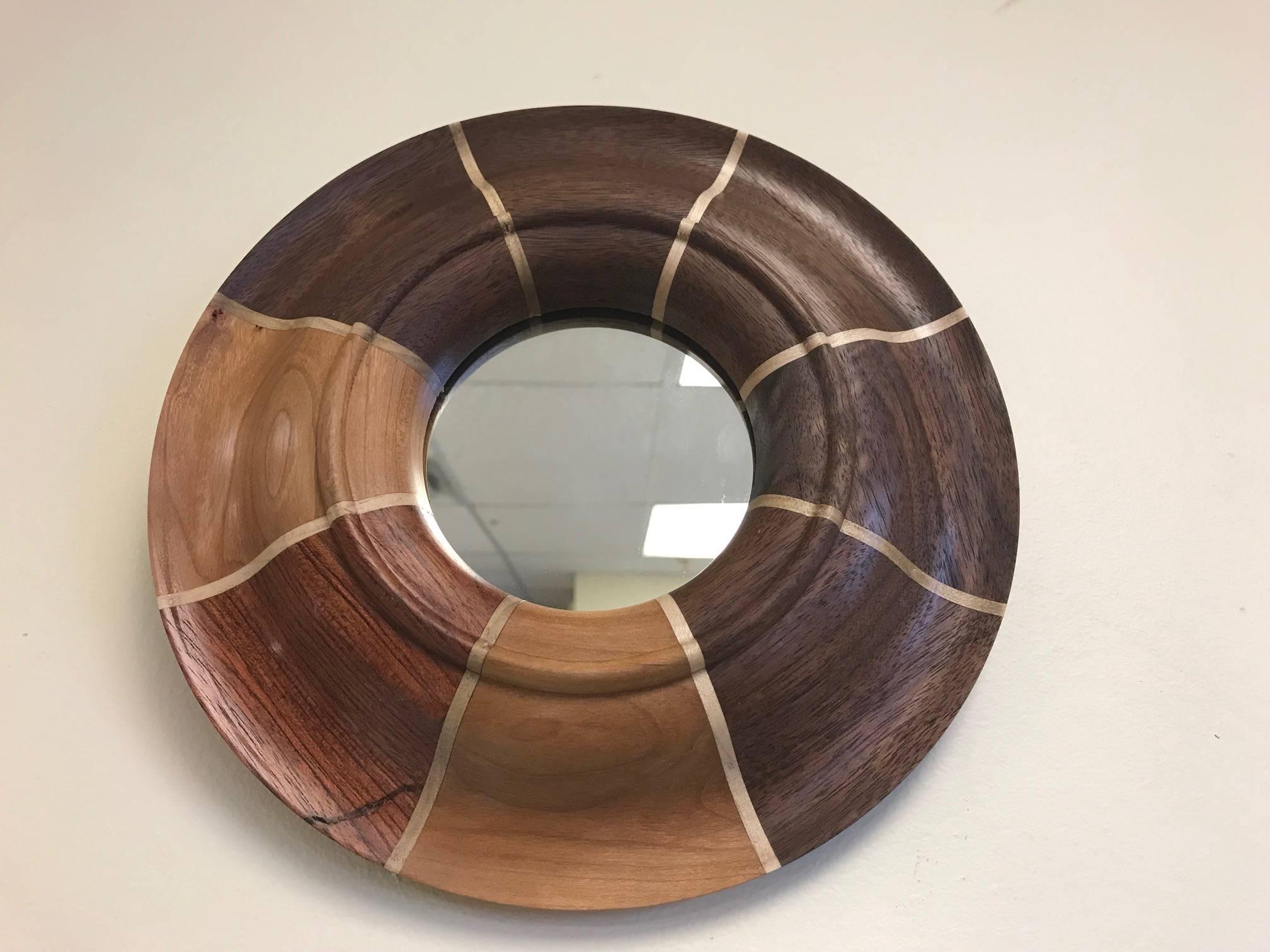 Small custom walnut and maple inlay mirror.
The mirror listed is currently available.