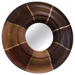 Small Custom Walnut and Maple Inlay Mirror