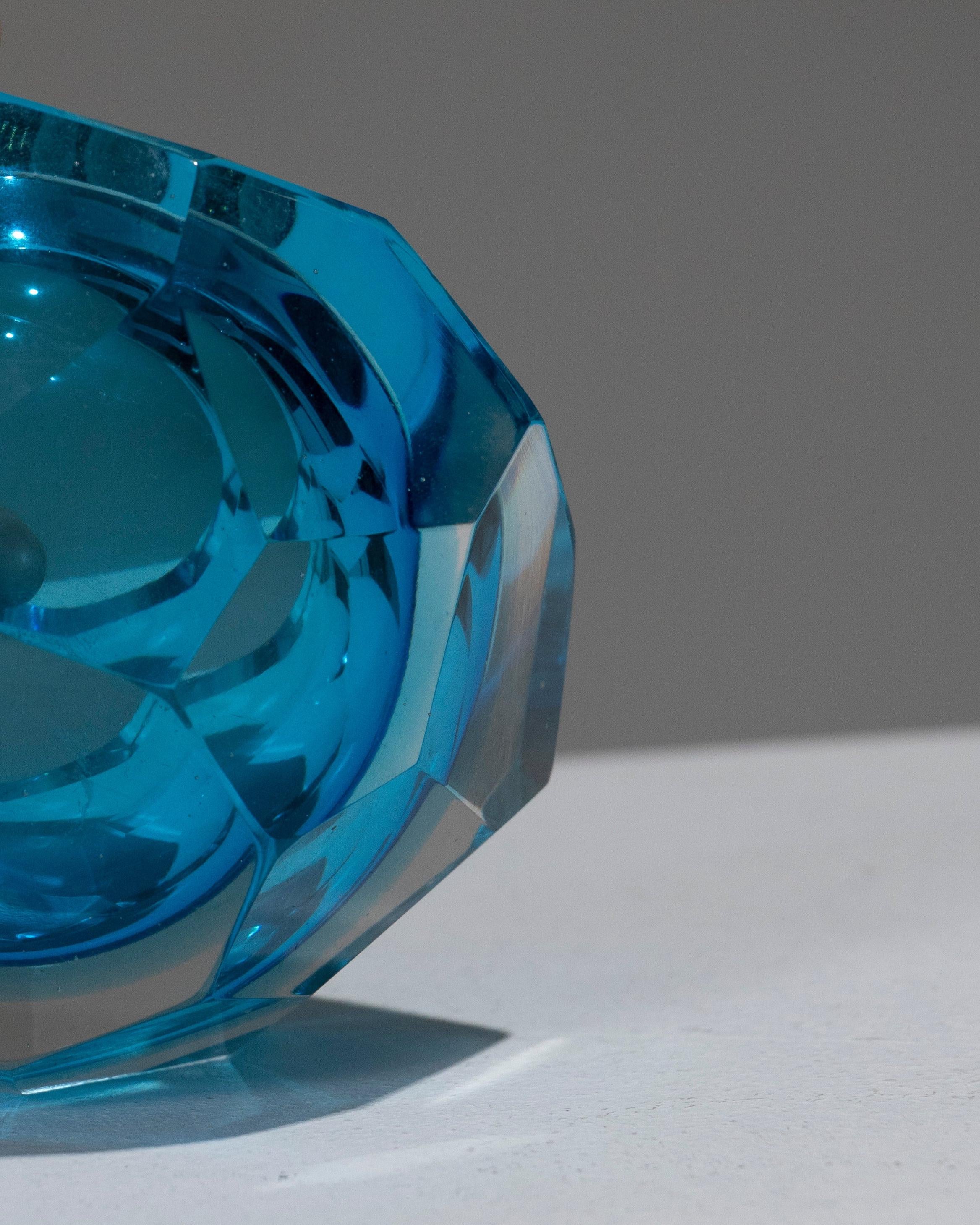 20th Century Small Cut Murano Glass Ashtray, 1950s For Sale
