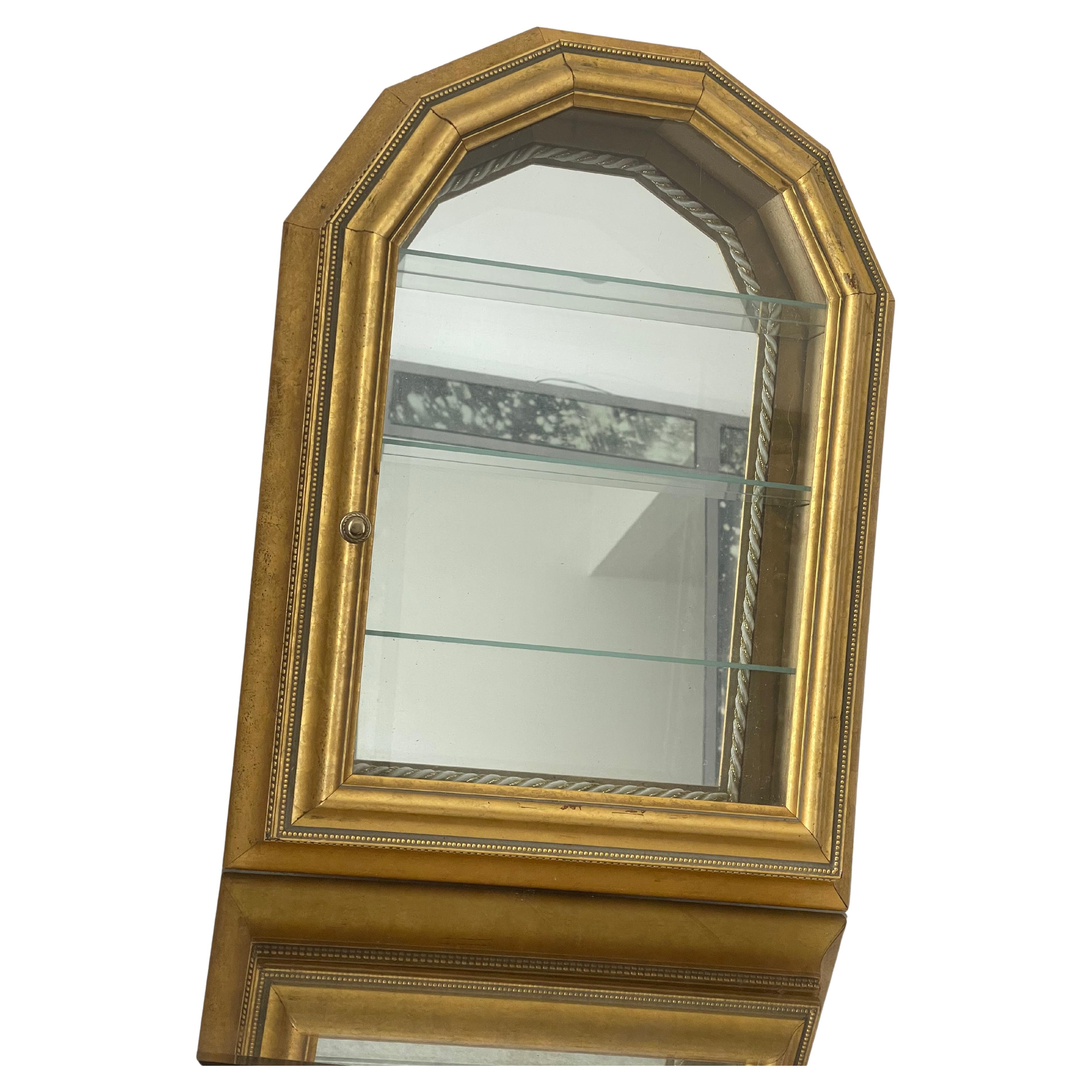 Small Cute Wall Vitrine Gold For Sale