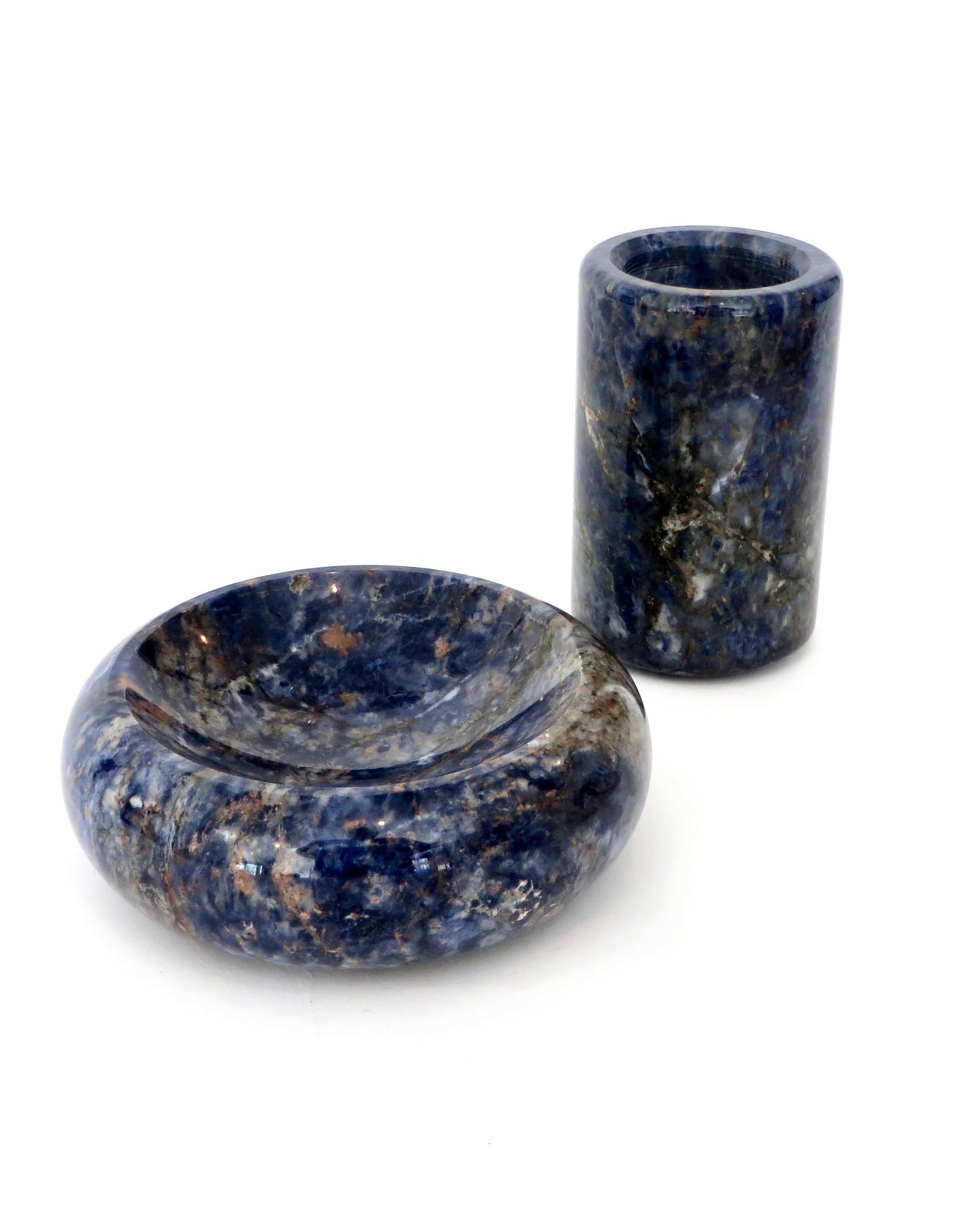 Small Cylinder or Candleholder in Blue Marble 6