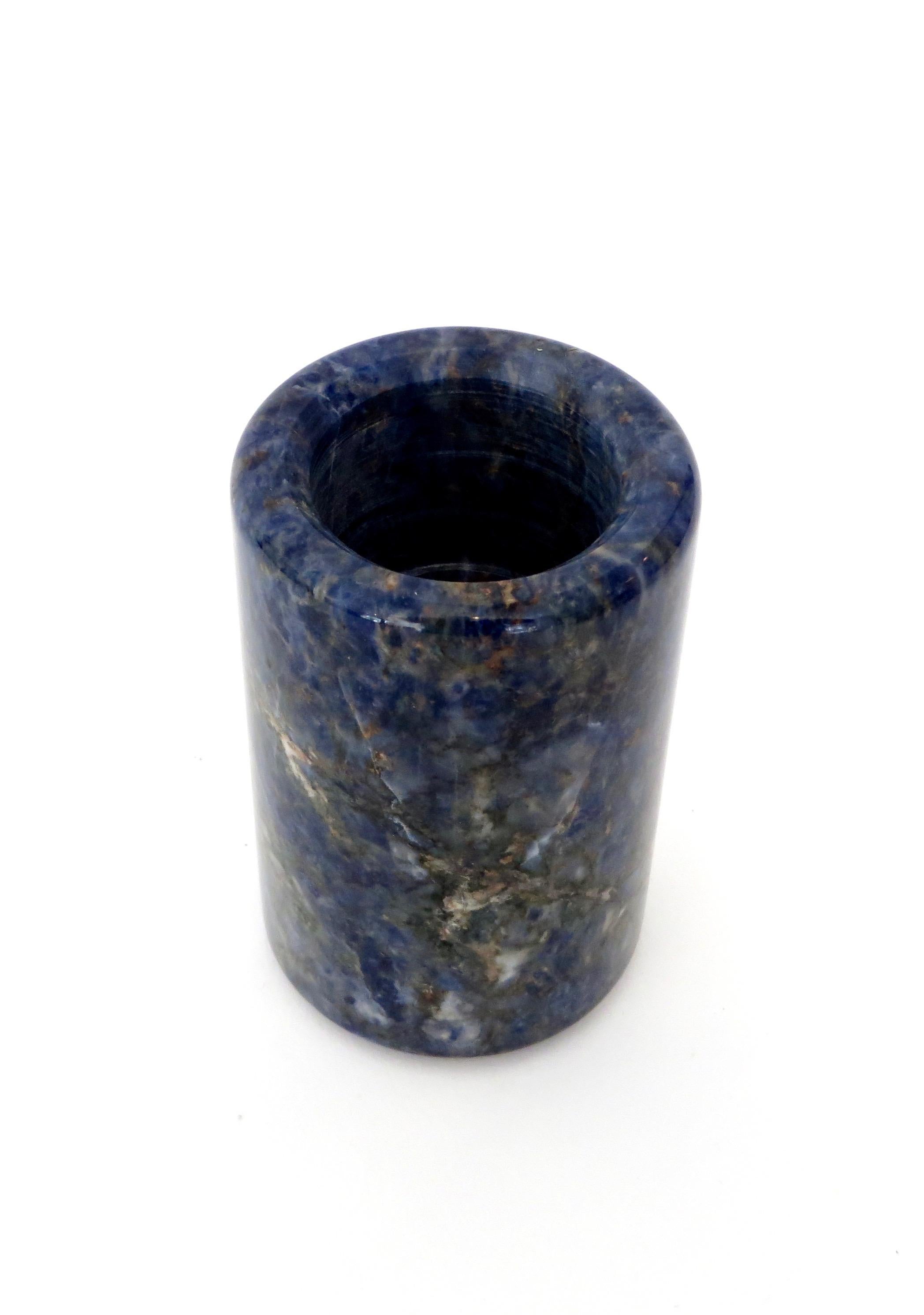 Mid-20th Century Small Cylinder or Candleholder in Blue Marble