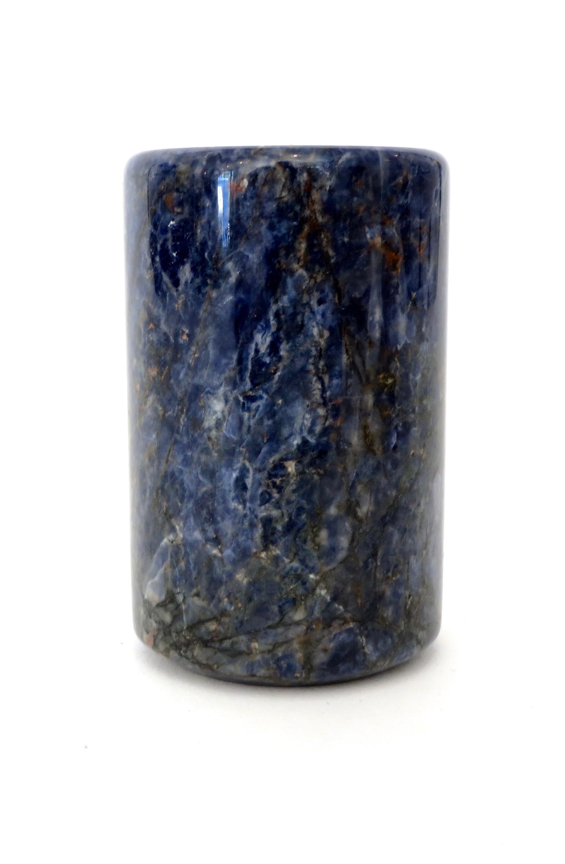 Small Cylinder or Candleholder in Blue Marble 1