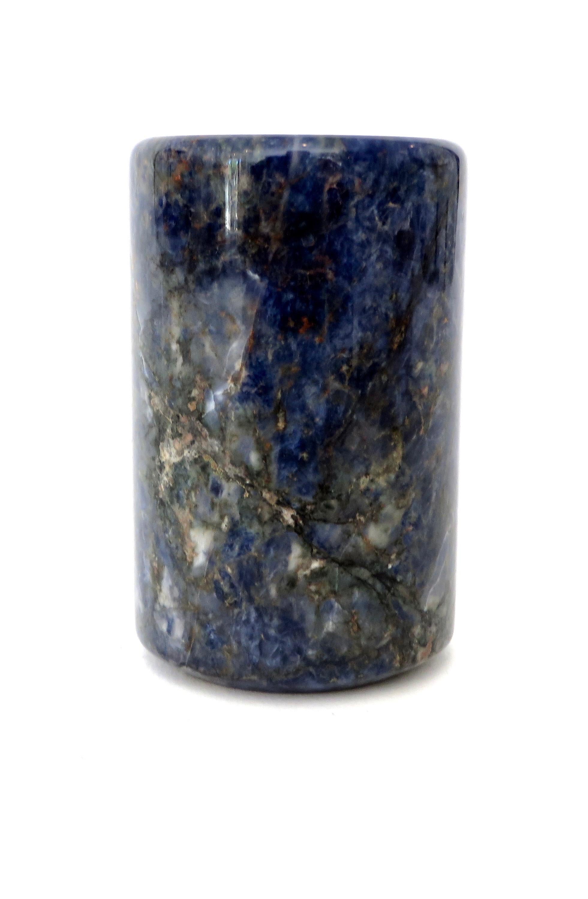 Small Cylinder or Candleholder in Blue Marble 2
